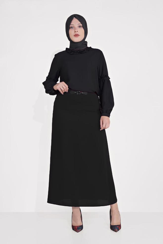 Hijab clothing BLACK EMBELLISHED SKIRT 60084 - ALVİNA