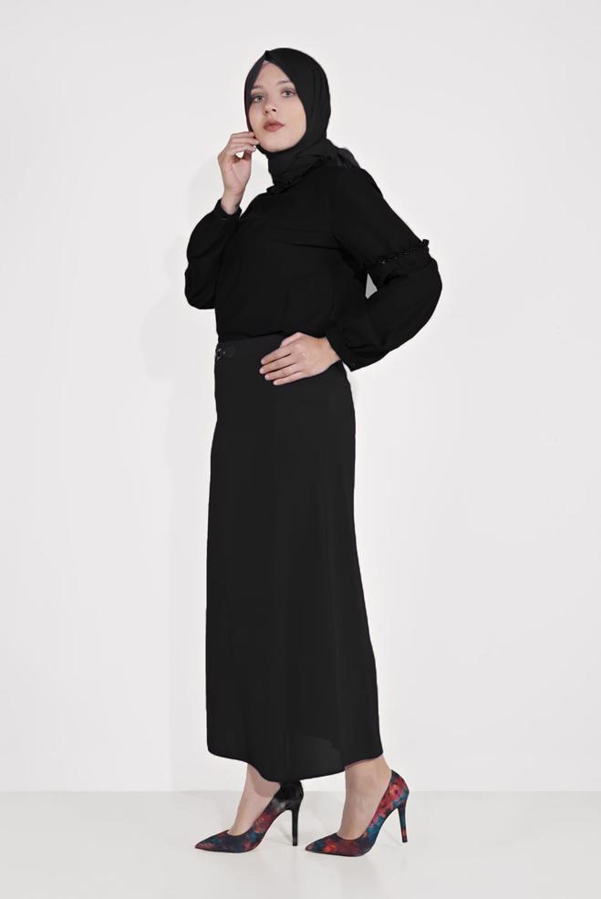 Hijab clothing BLACK EMBELLISHED SKIRT 60084 - ALVİNA