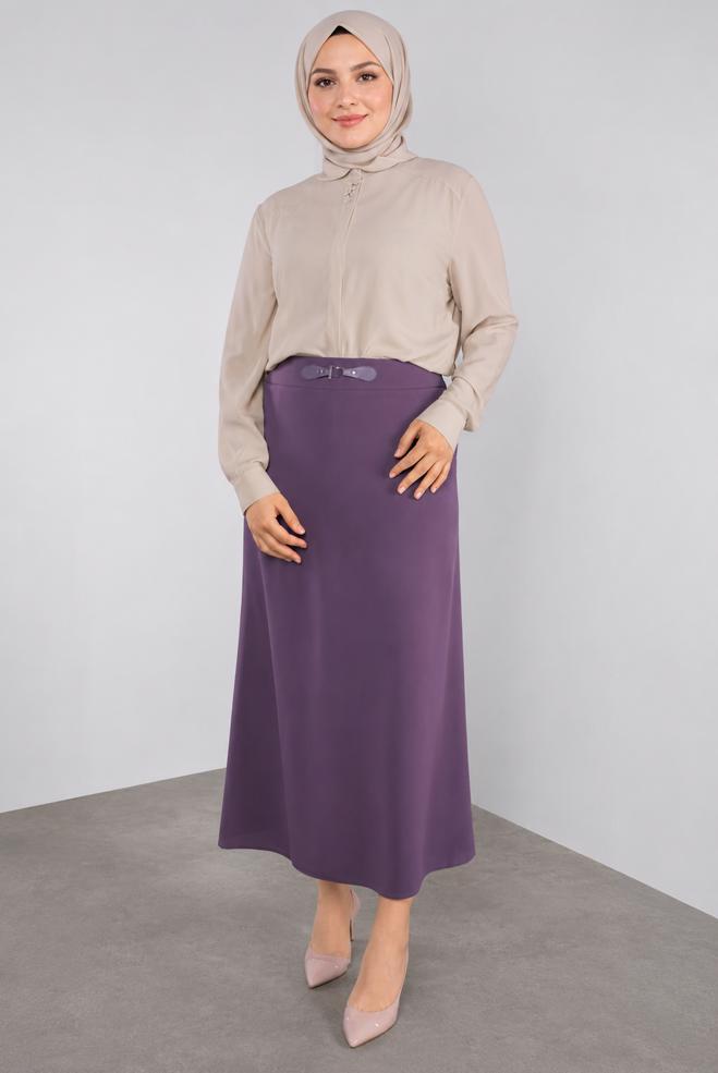 Vêtements hijab POURPRE JUPE DÉTAILLÉE ACCESSOIRE 60084 - ALVİNA
