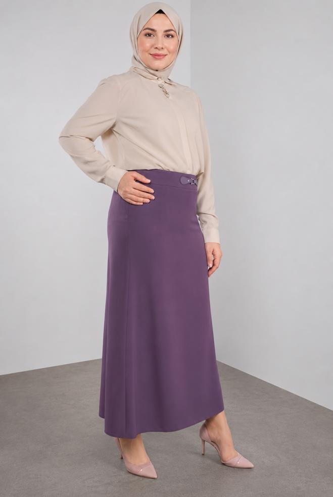 Vêtements hijab POURPRE JUPE DÉTAILLÉE ACCESSOIRE 60084 - ALVİNA