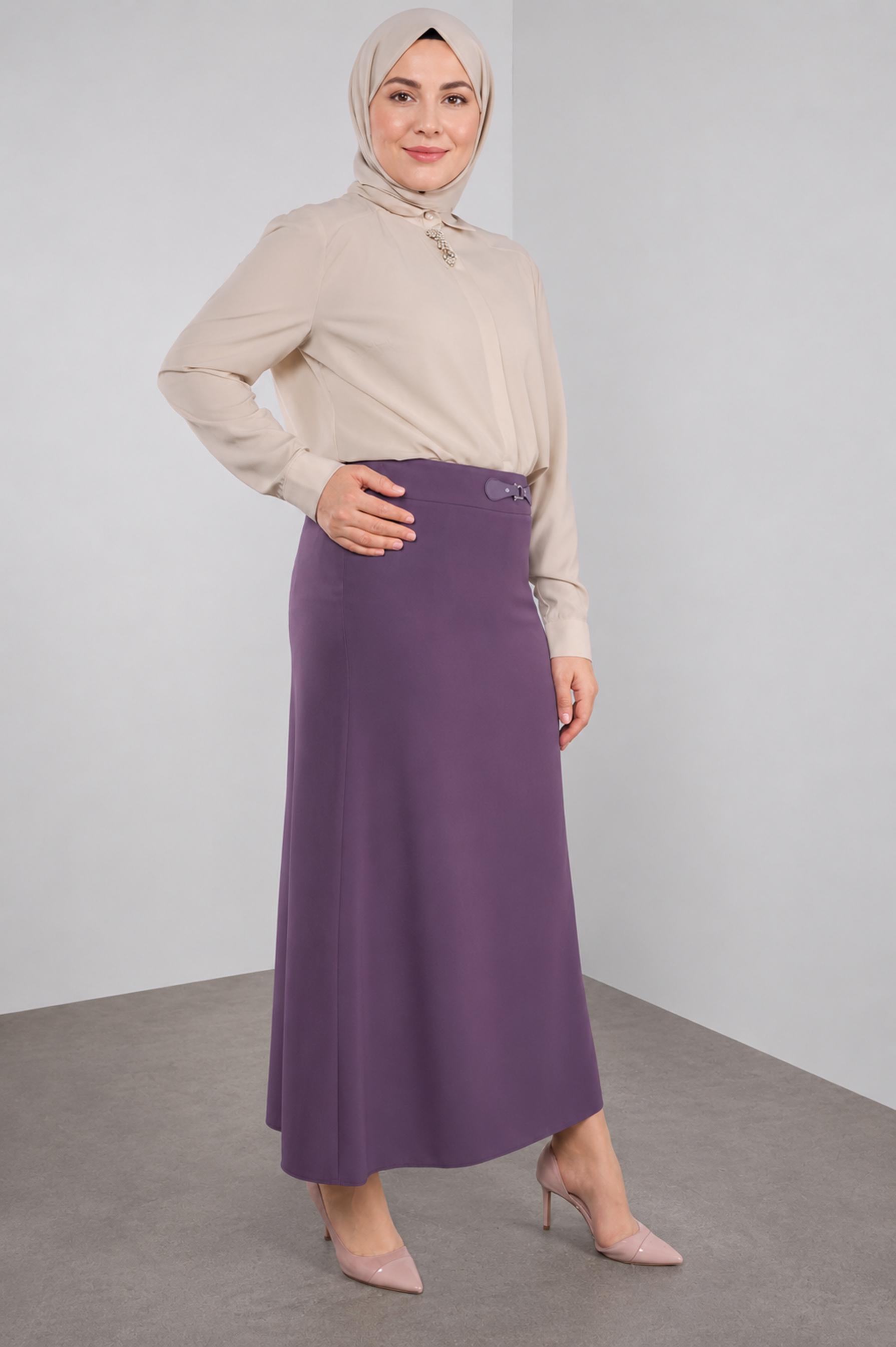 Vêtements hijab POURPRE JUPE DÉTAILLÉE ACCESSOIRE 60084
