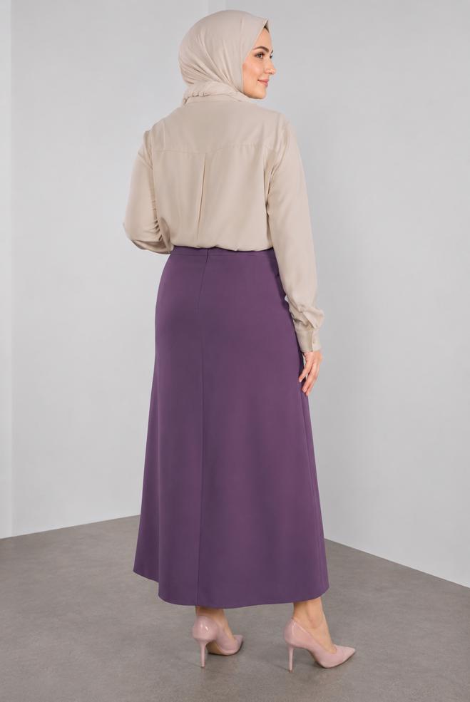 Vêtements hijab POURPRE JUPE DÉTAILLÉE ACCESSOIRE 60084 - ALVİNA