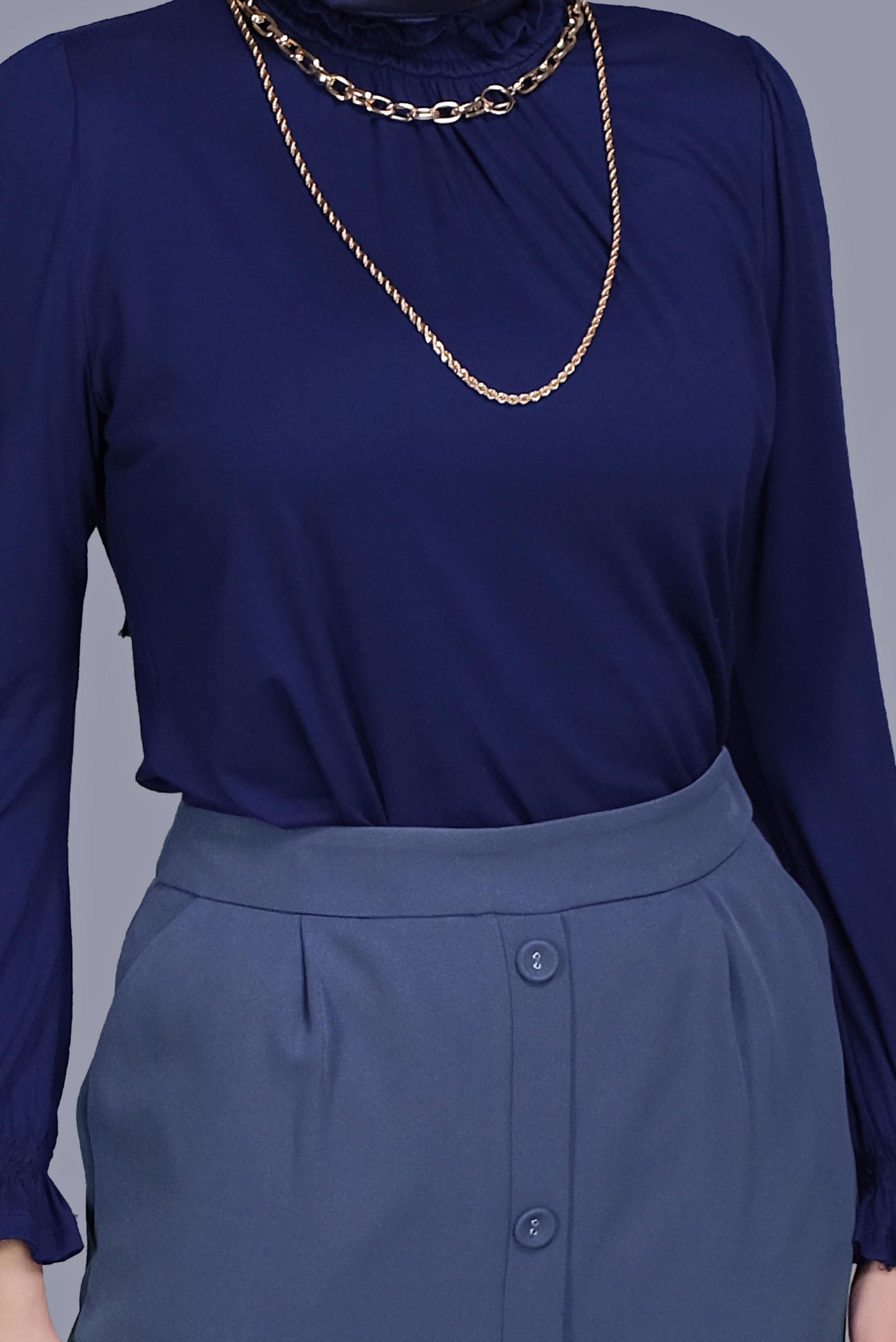 Tesettür giyim LACİVERT DÜĞMELİ ETEK 60095