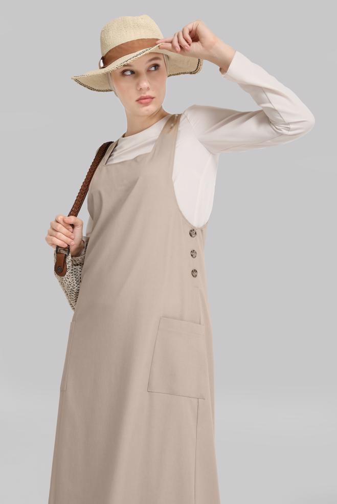 Tesettür giyim  DÜĞME DETAYLI FERMUARLI JİLE 40872-1  - ALVİNA