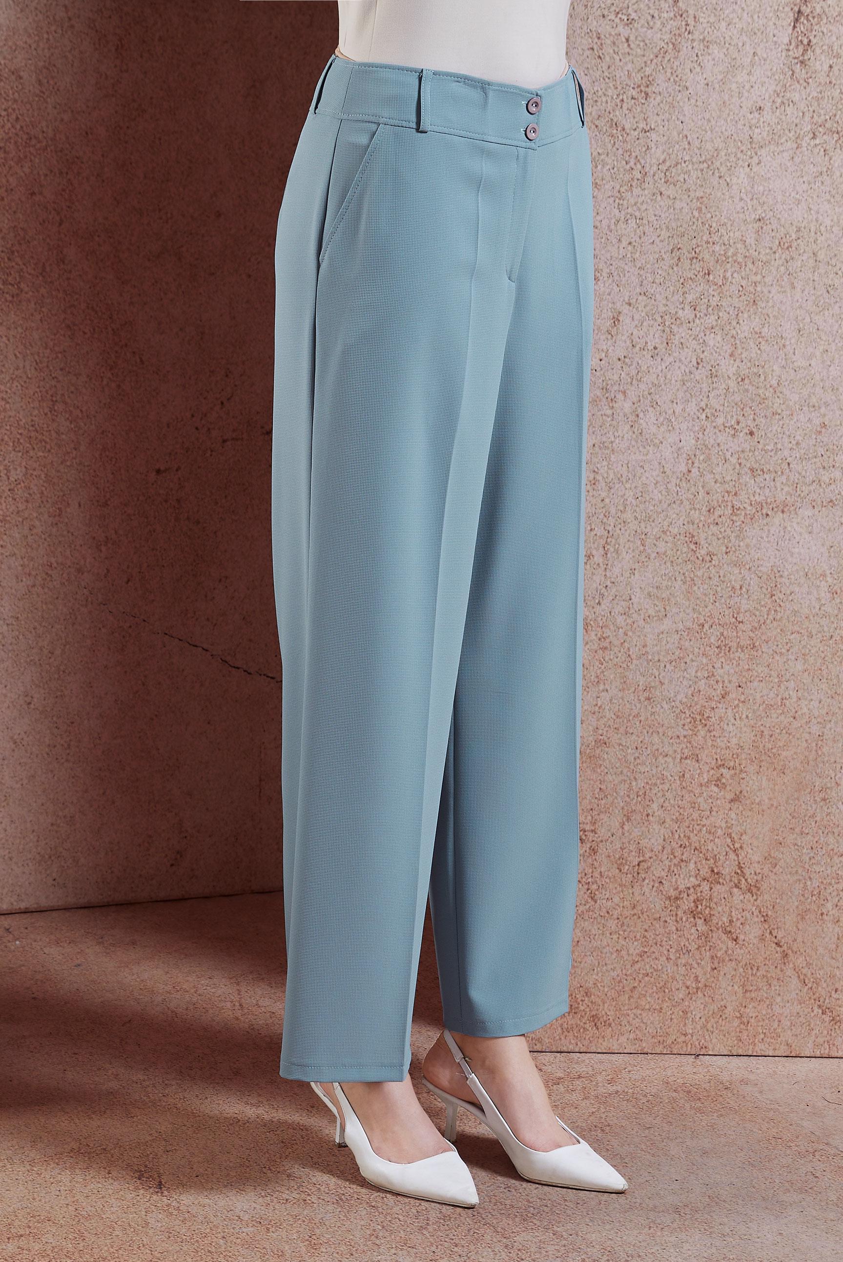 Tesettür giyim MAVİ DÜĞMELİ KUMAŞ PANTOLON 70053