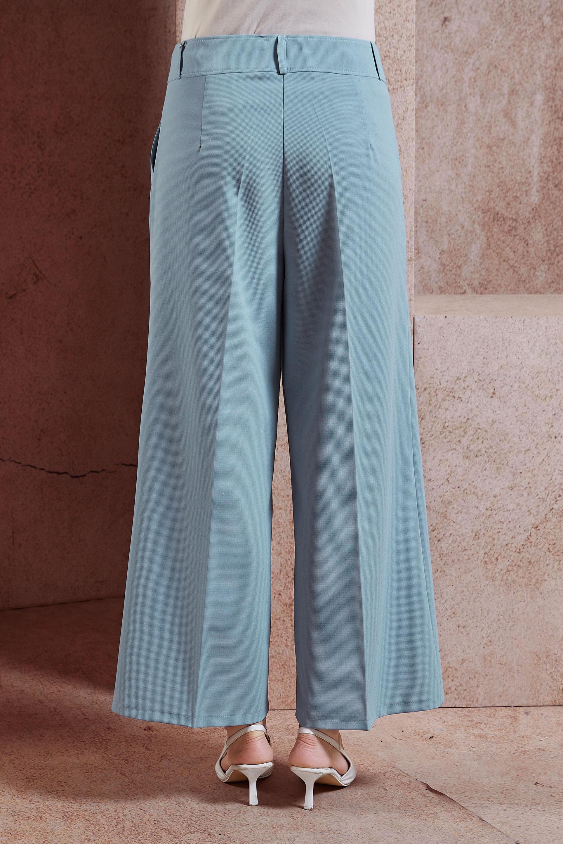 Tesettür giyim MAVİ DÜĞMELİ KUMAŞ PANTOLON 70053