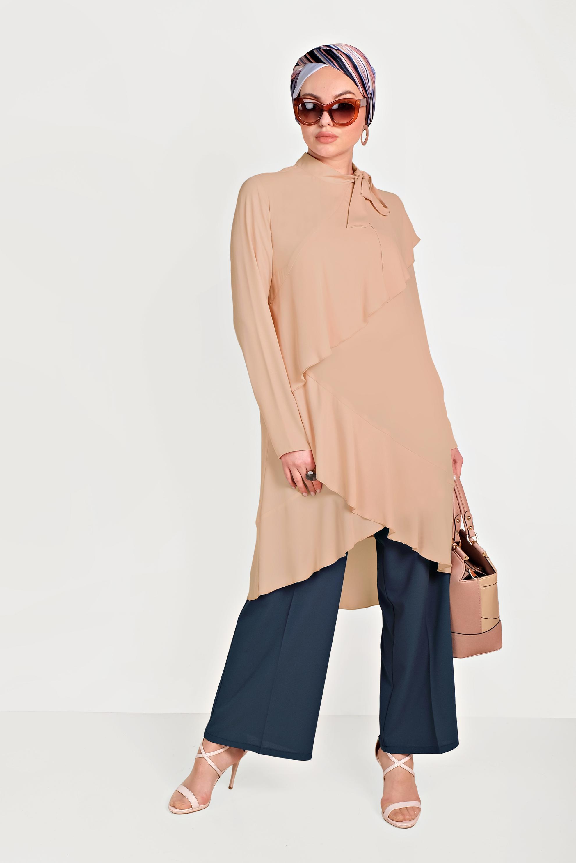 Tesettür giyim LACİVERT DÜĞMELİ KUMAŞ PANTOLON 70053