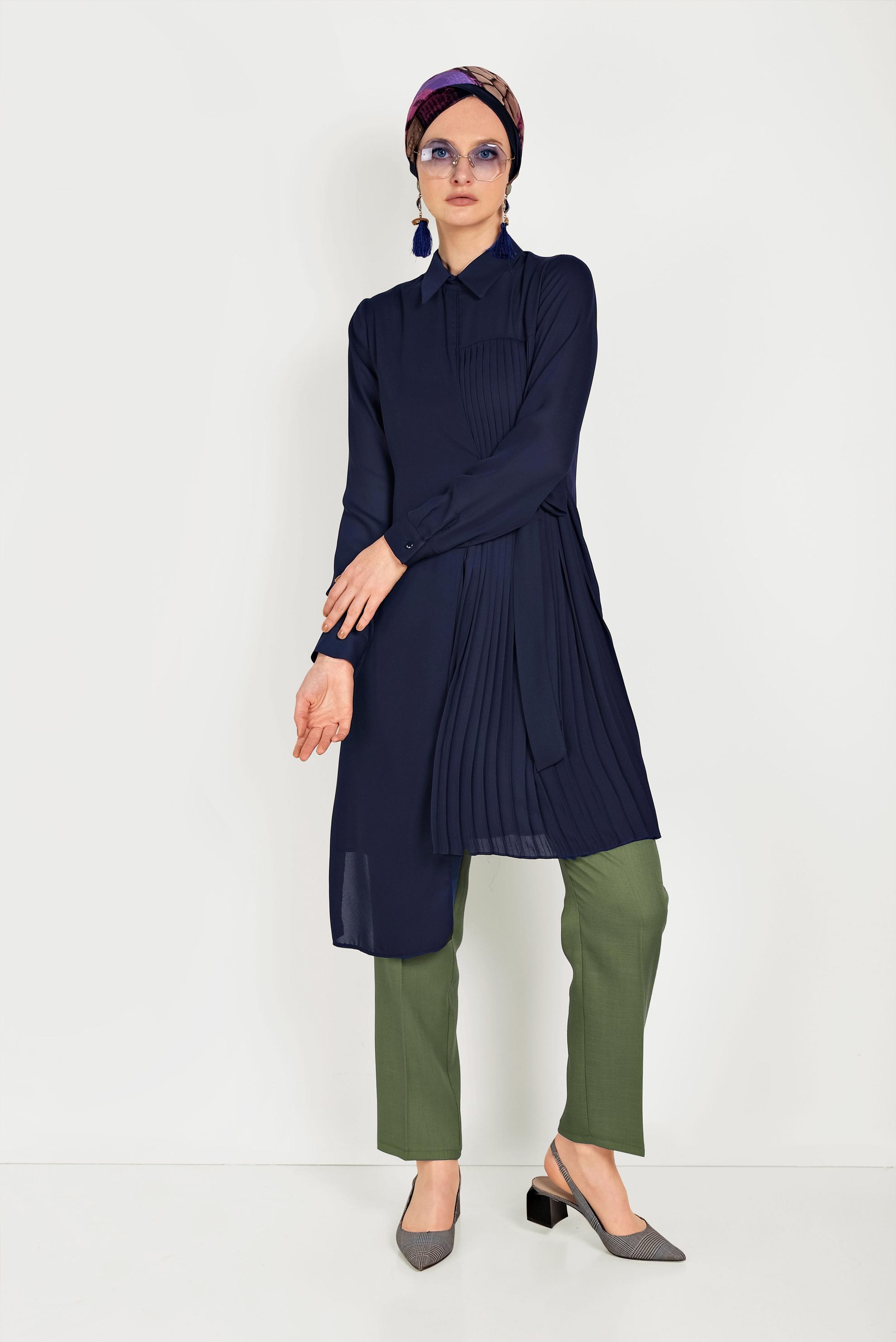 Tesettür giyim HAKİ DÜĞMELİ FERMUARLI PANTOLON 70079