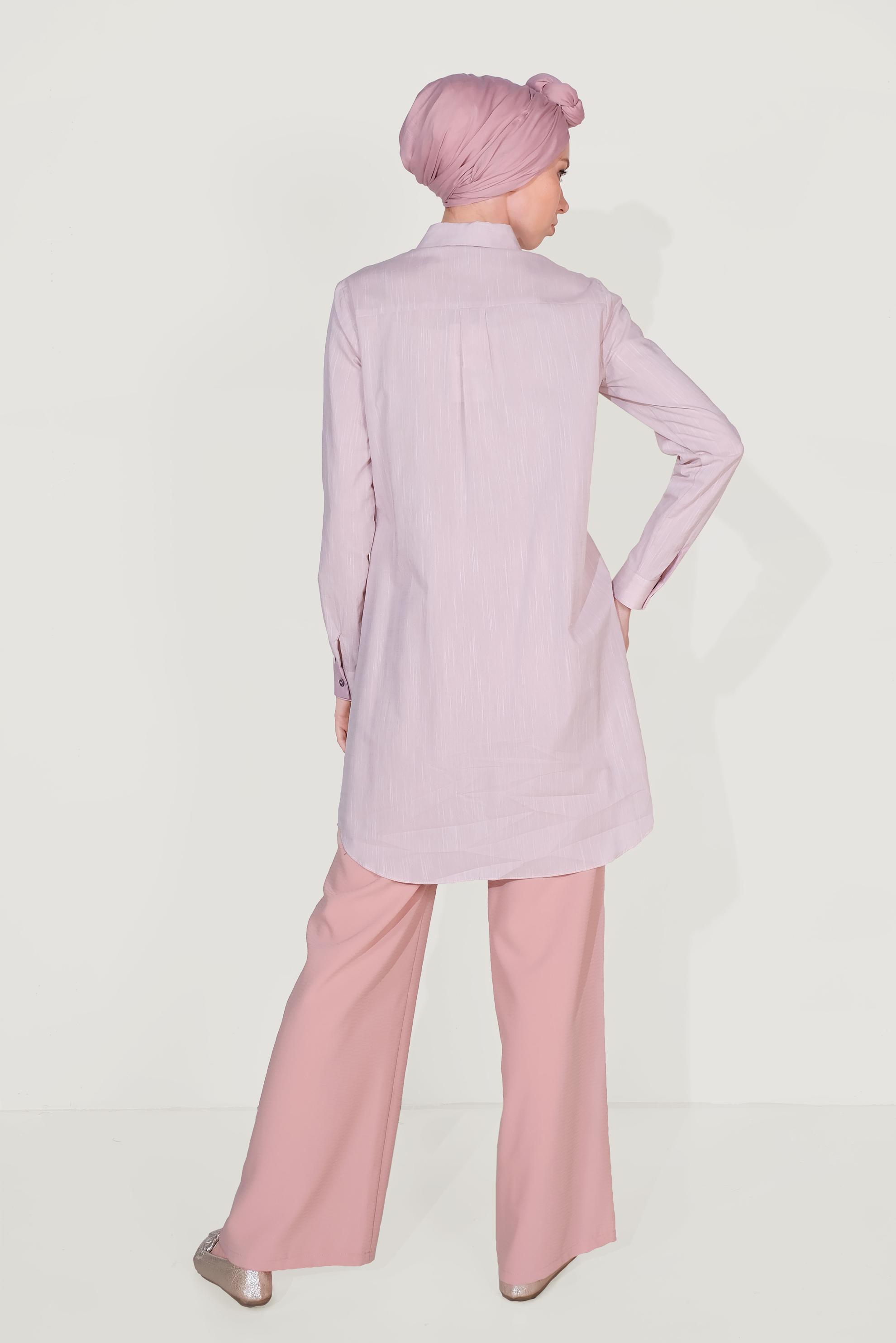 Tesettür giyim PUDRA BELİ BAĞCIKLI SALAŞ PANTOLON 70088 