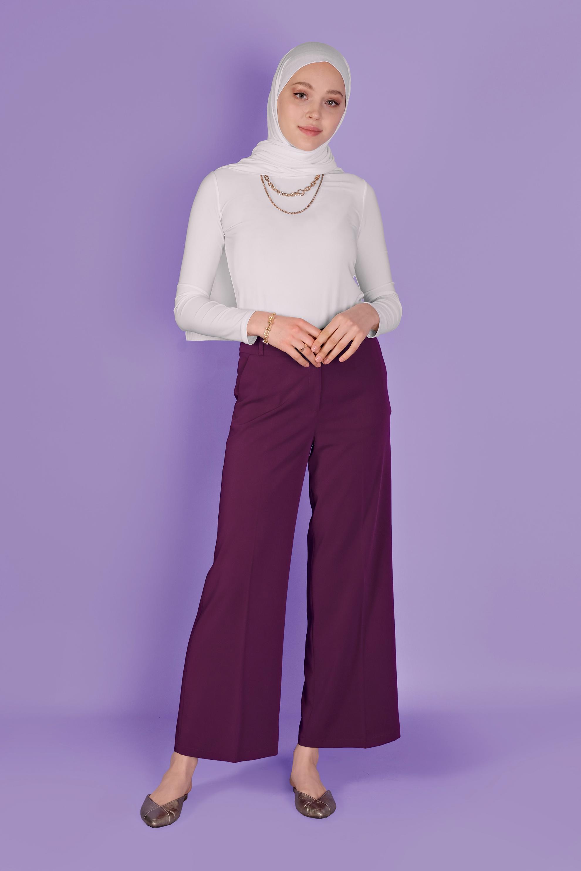 Tesettür giyim MÜRDÜM BOL PAÇA PANTOLON 70109 