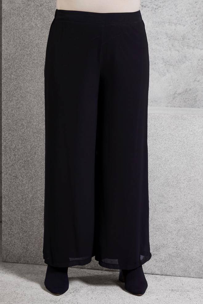 Tesettür giyim SİYAH BÜYÜK BEDEN ŞİFON PANTOLON 70210 - ALVİNA