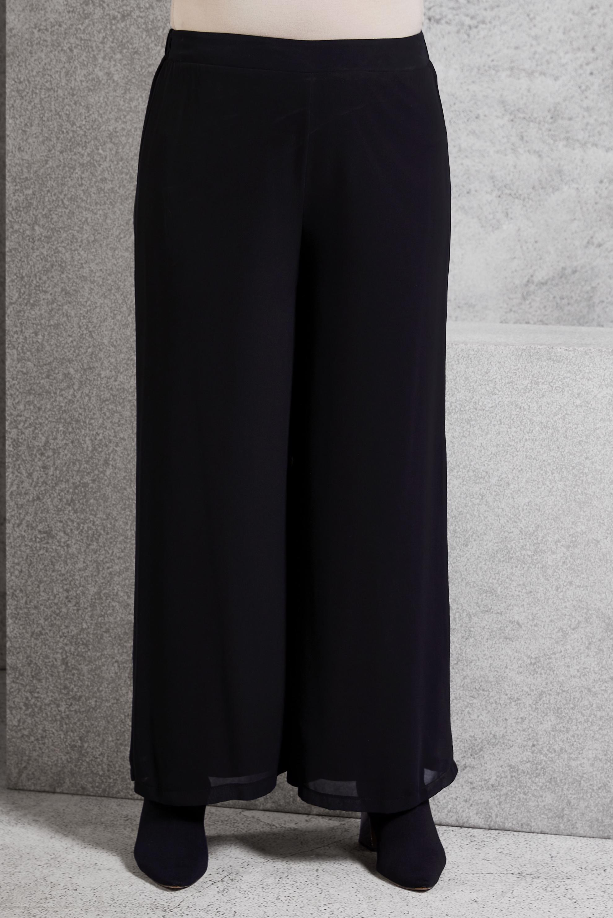 Tesettür giyim SİYAH BÜYÜK BEDEN ŞİFON PANTOLON 70210