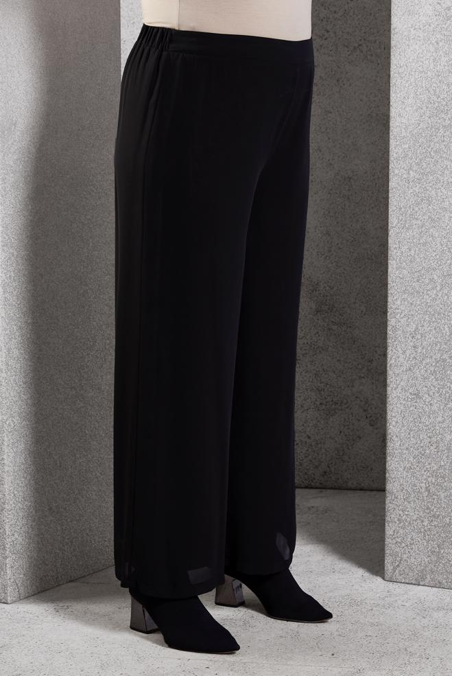 Tesettür giyim SİYAH BÜYÜK BEDEN ŞİFON PANTOLON 70210 - ALVİNA