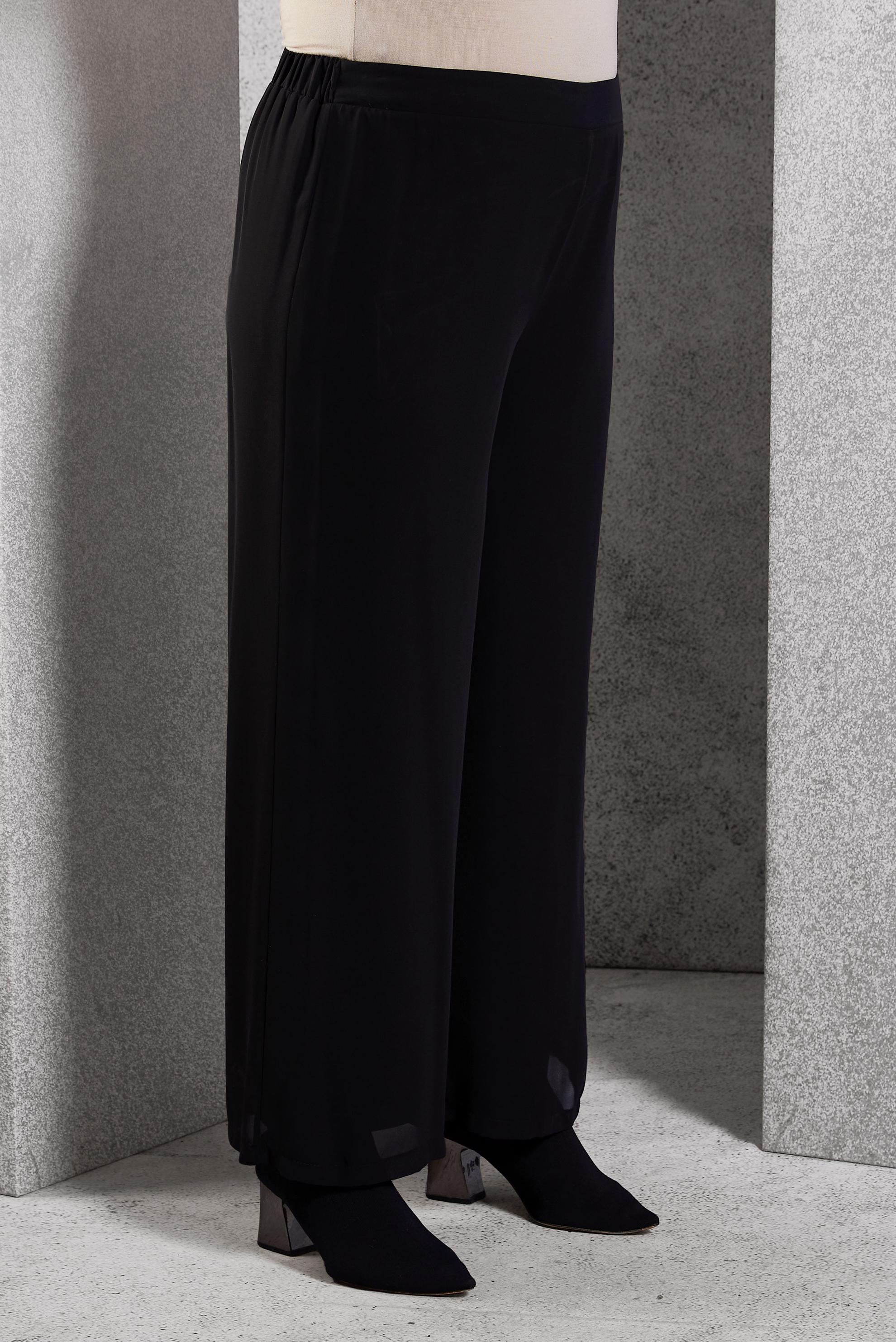 Tesettür giyim SİYAH BÜYÜK BEDEN ŞİFON PANTOLON 70210