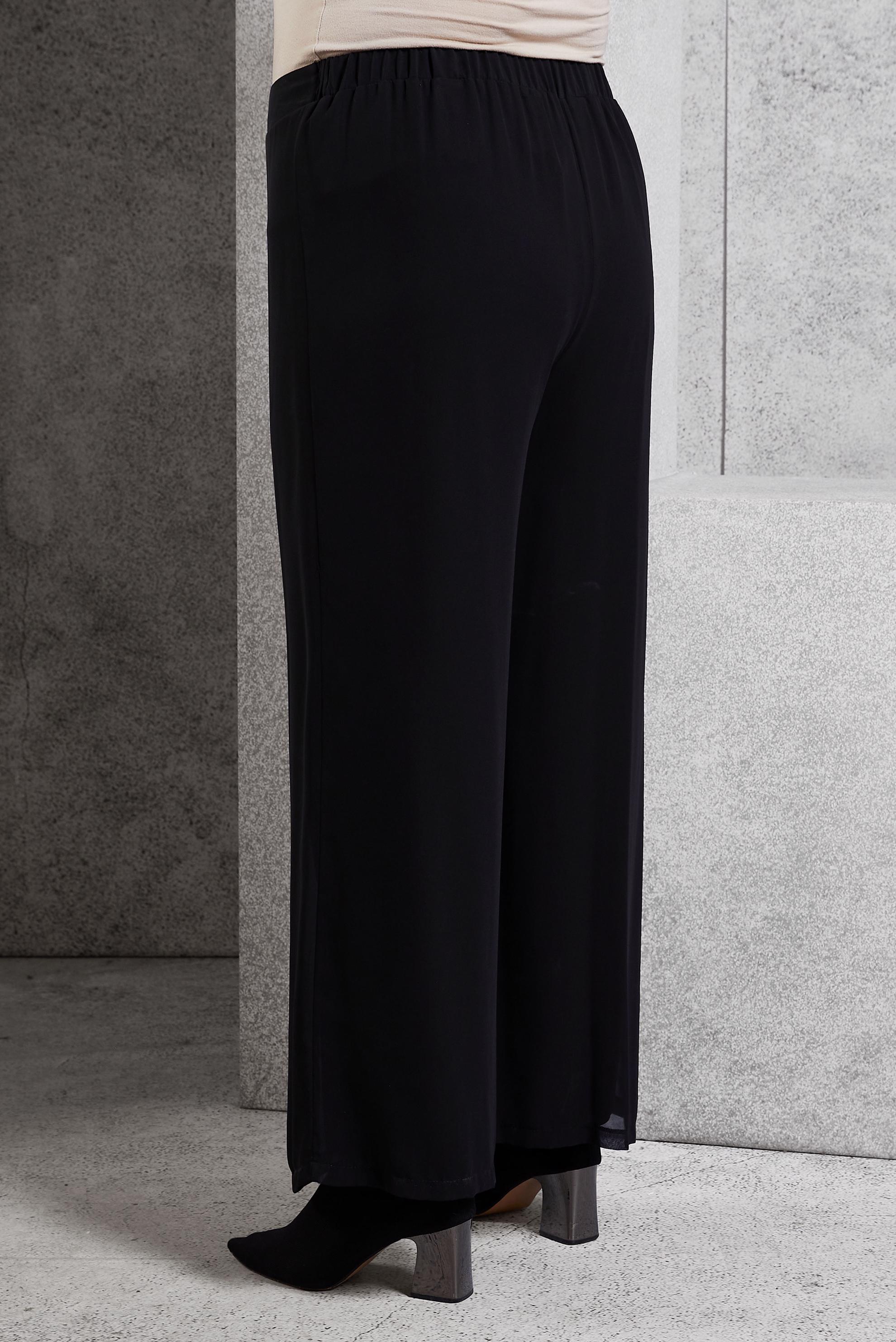 Tesettür giyim SİYAH BÜYÜK BEDEN ŞİFON PANTOLON 70210