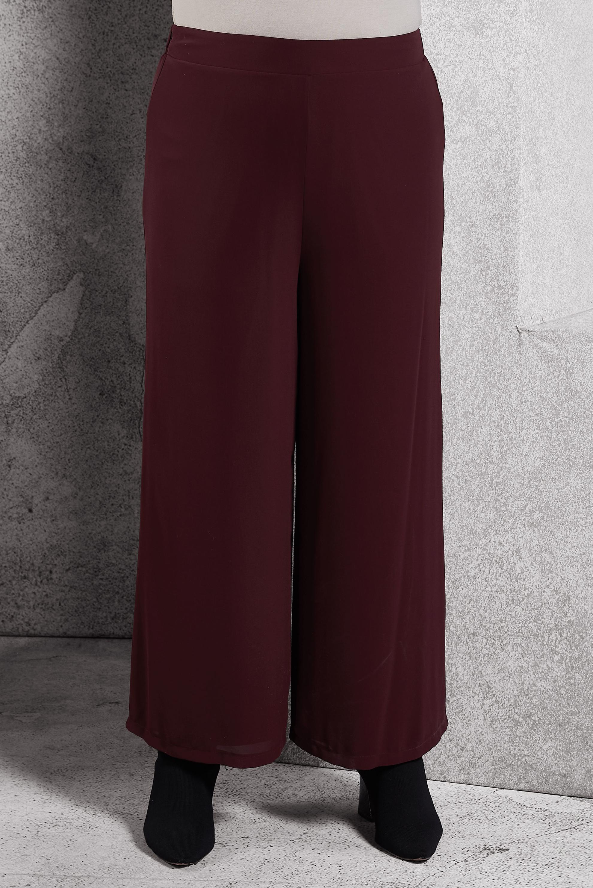 Vêtements hijab ROUGE BORDEAUX PANTALON EN MOUSSELINE GRANDE TAILLE 70210