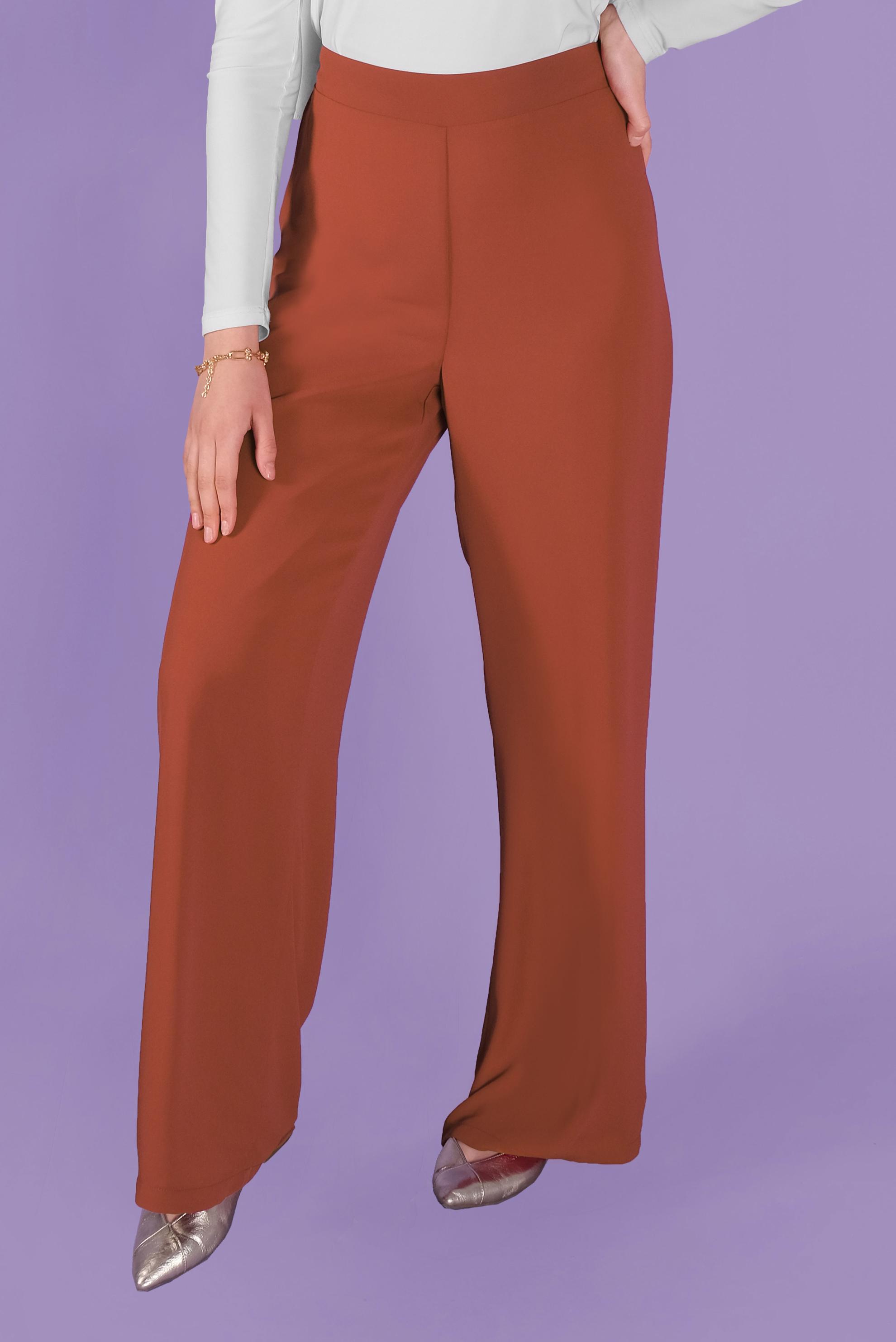 Tesettür giyim TABA BELİ LASTİKLİ GENİŞ PAÇA  PANTOLON 70211 