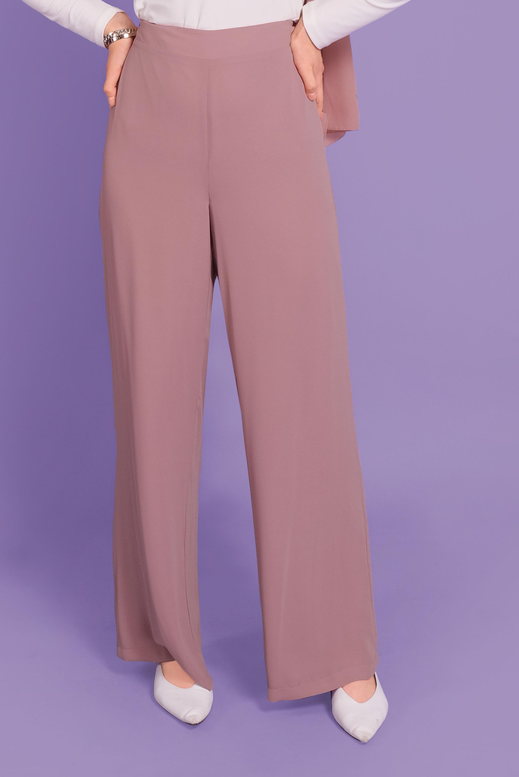 Tesettür giyim PUDRA BELİ LASTİKLİ GENİŞ PAÇA  PANTOLON 70211 