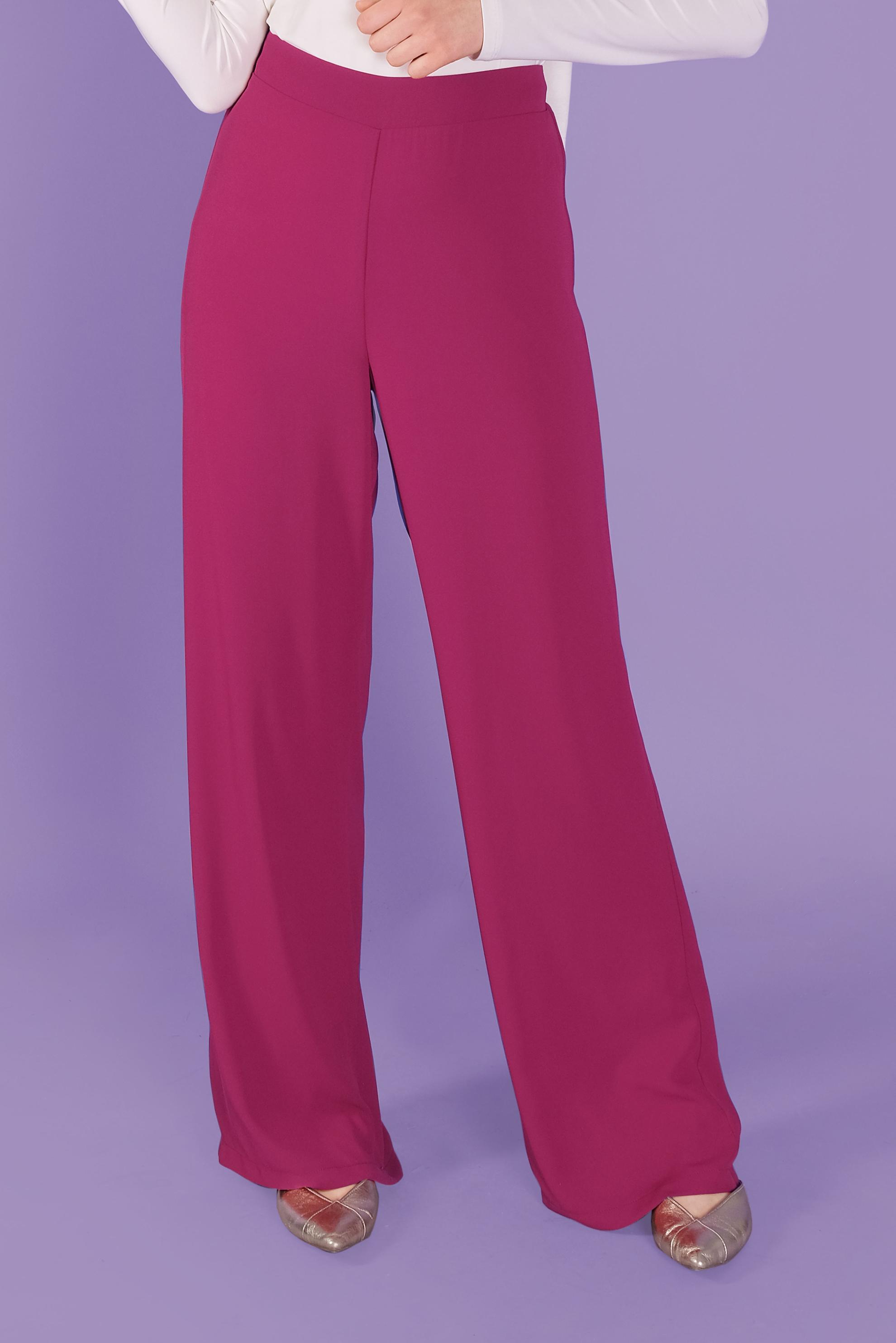 Tesettür giyim MOR BELİ LASTİKLİ GENİŞ PAÇA  PANTOLON 70211 