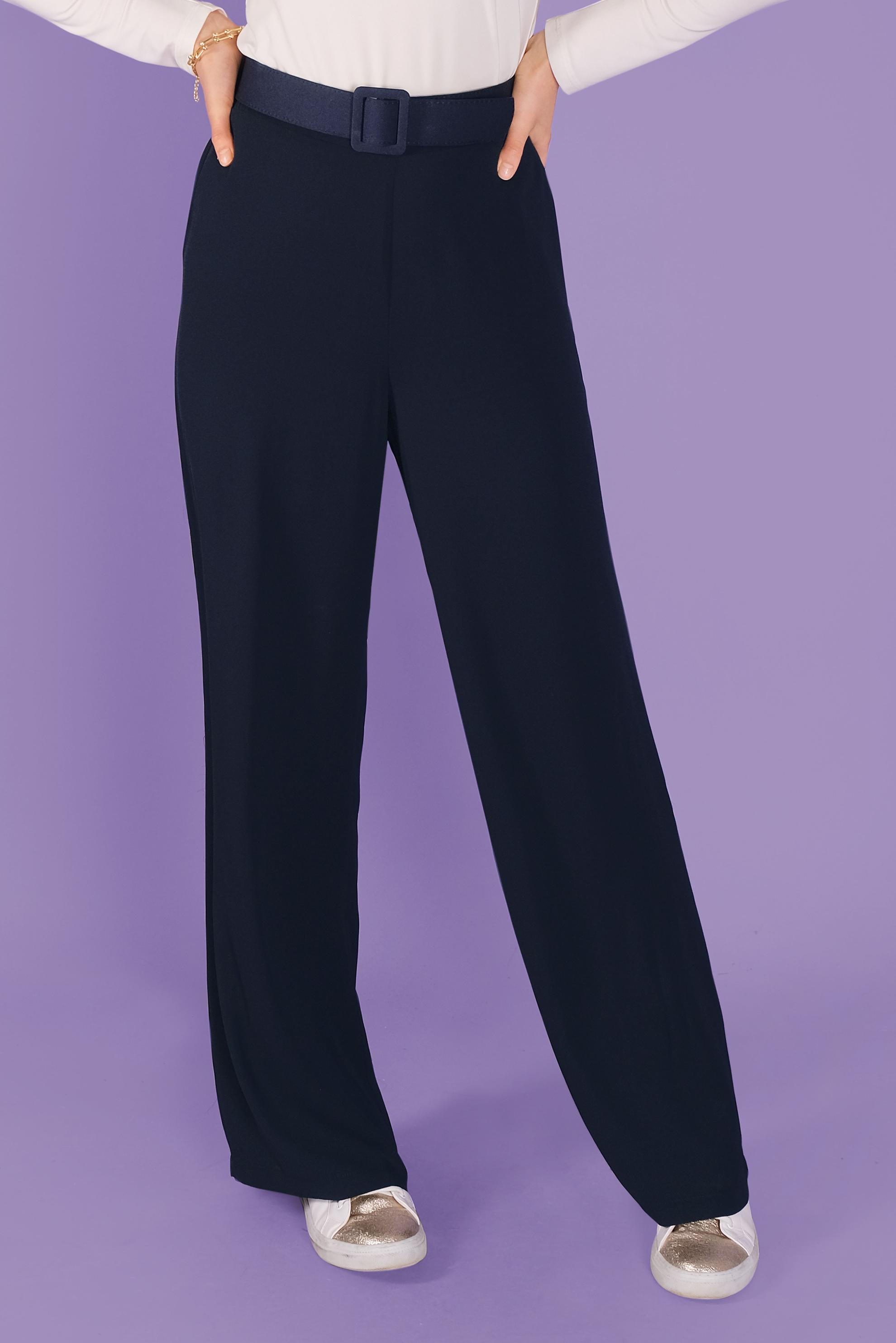 Tesettür giyim LACİVERT BELİ LASTİKLİ GENİŞ PAÇA  PANTOLON 70211 