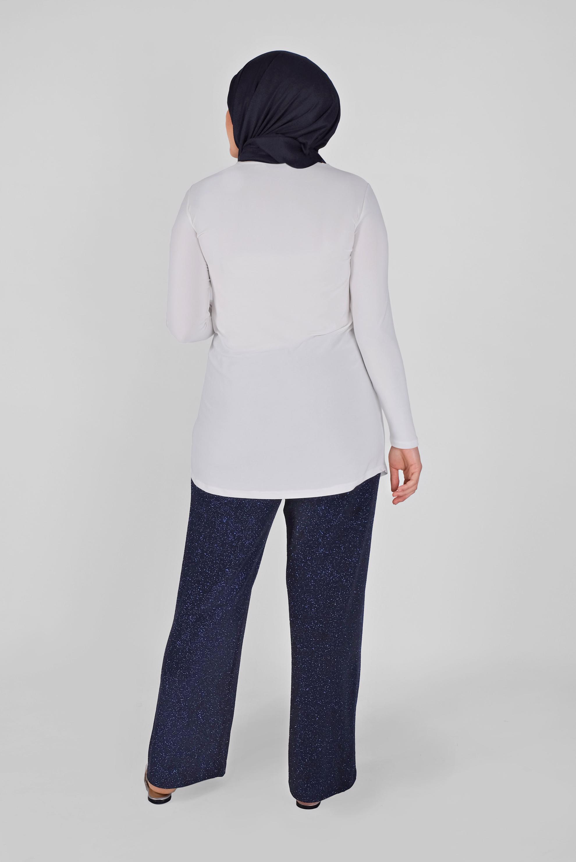 Tesettür giyim LACİVERT BELİ LASTİKLİ SİMLİ PANTOLON 70212