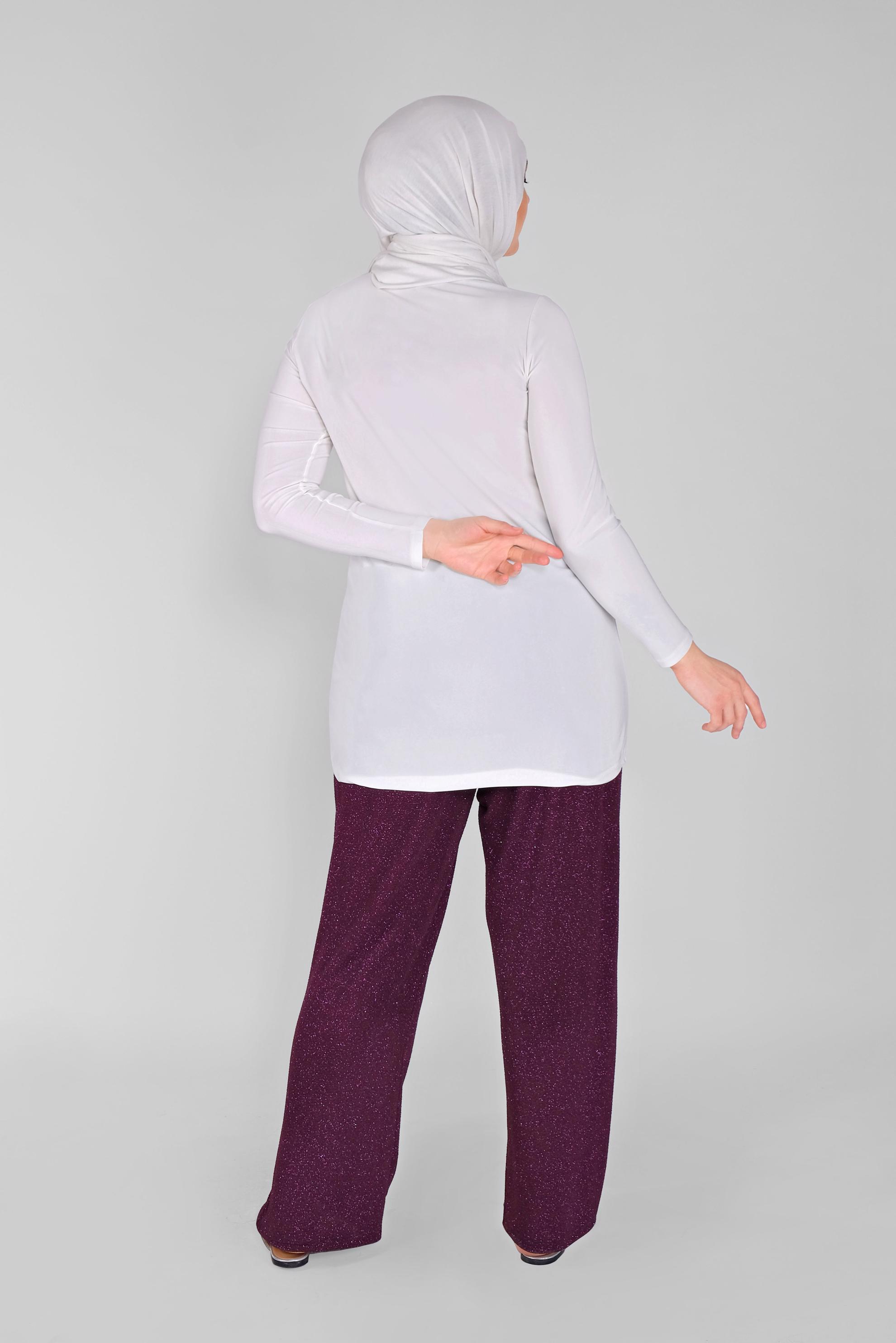 Tesettür giyim MÜRDÜM BELİ LASTİKLİ SİMLİ PANTOLON 70212