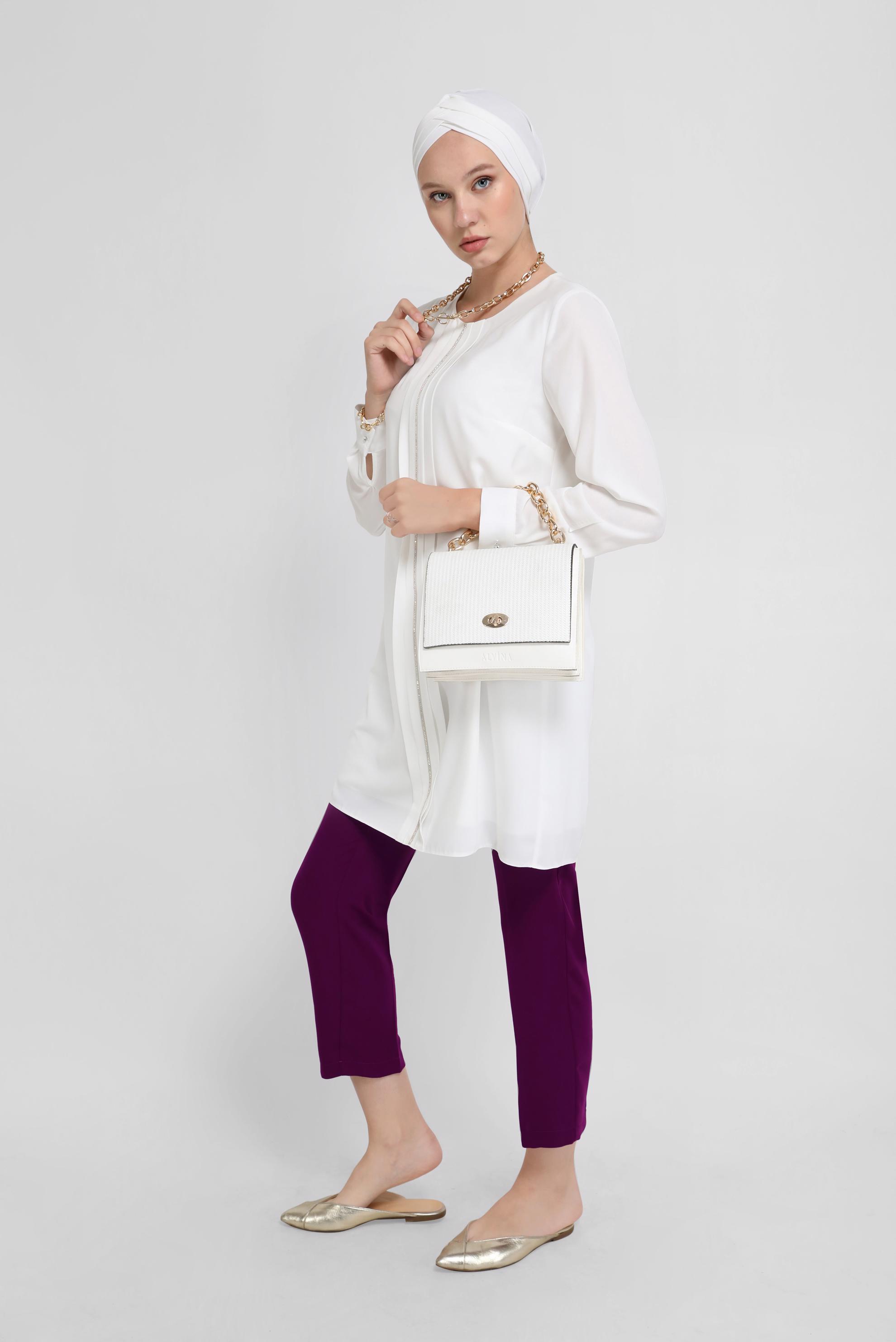 Tesettür giyim MOR YÜKSEK BEL PANTOLON 70213