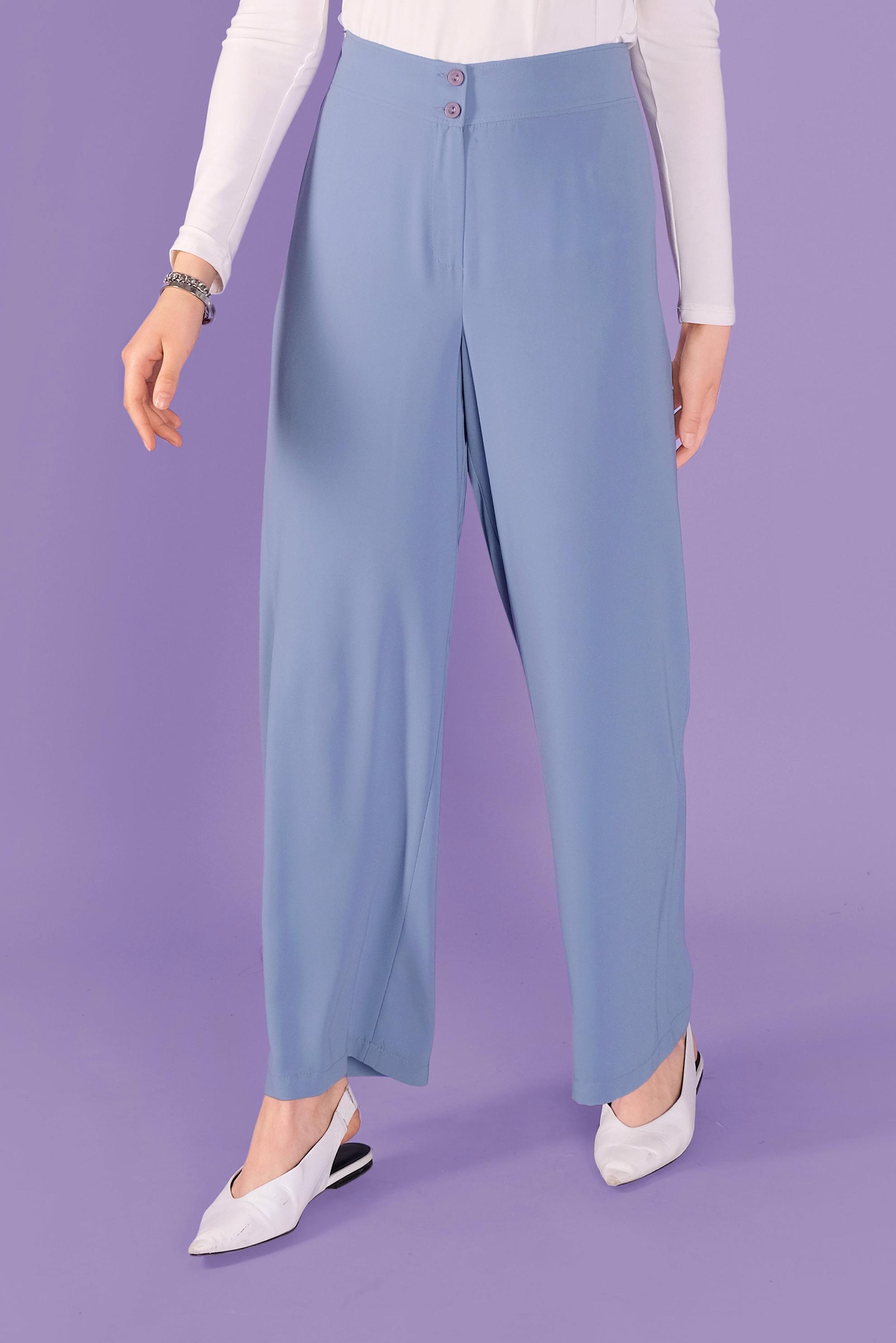 Tesettür giyim MAVİ BOL PAÇALI YÜKSEK BEL PANTOLON 70214 