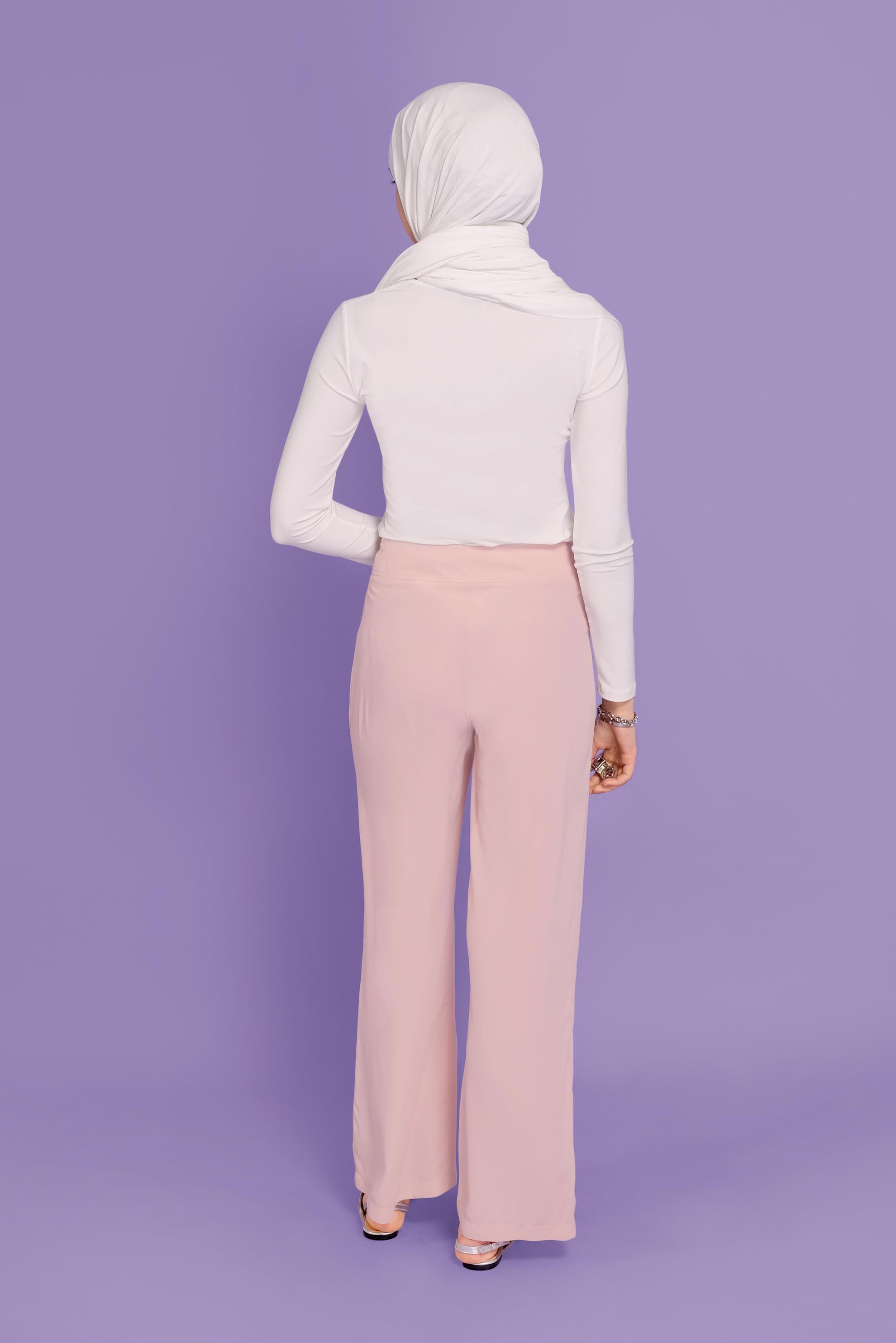 Tesettür giyim PUDRA BOL PAÇALI YÜKSEK BEL PANTOLON 70214 