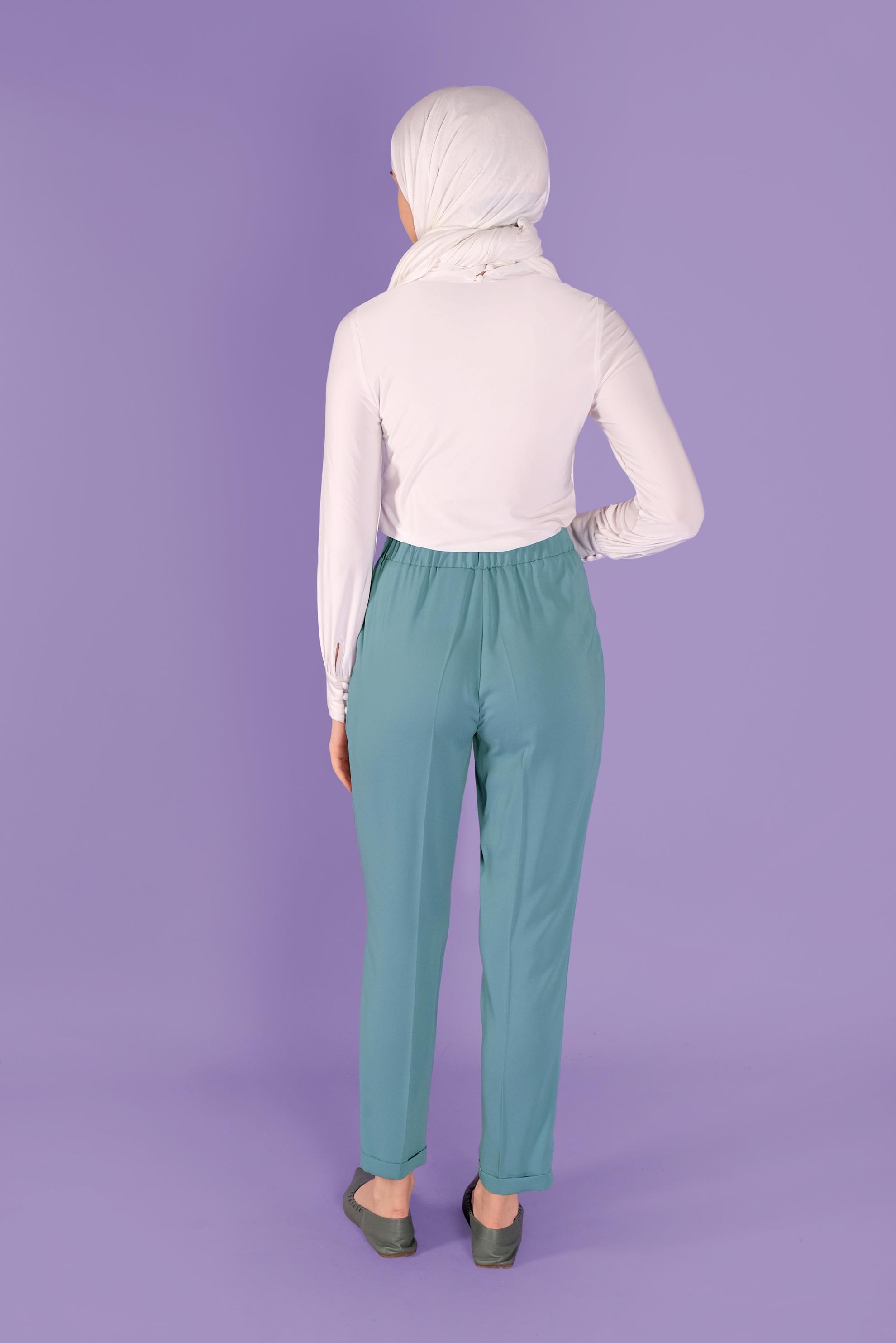 Tesettür giyim MAVİ HAVUÇ KESİM  PANTOLON 70217 