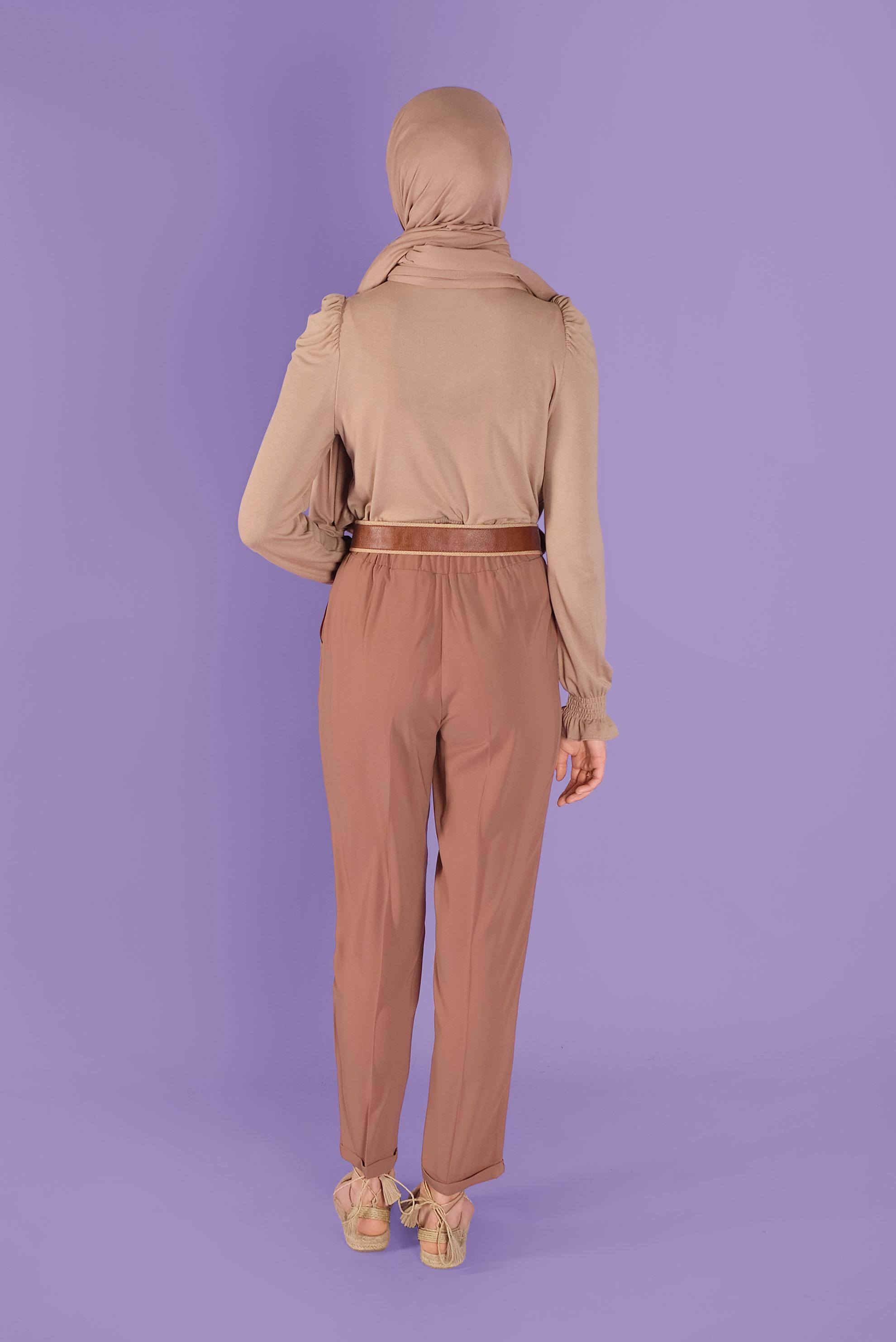 Tesettür giyim KAHVE HAVUÇ KESİM  PANTOLON 70217 