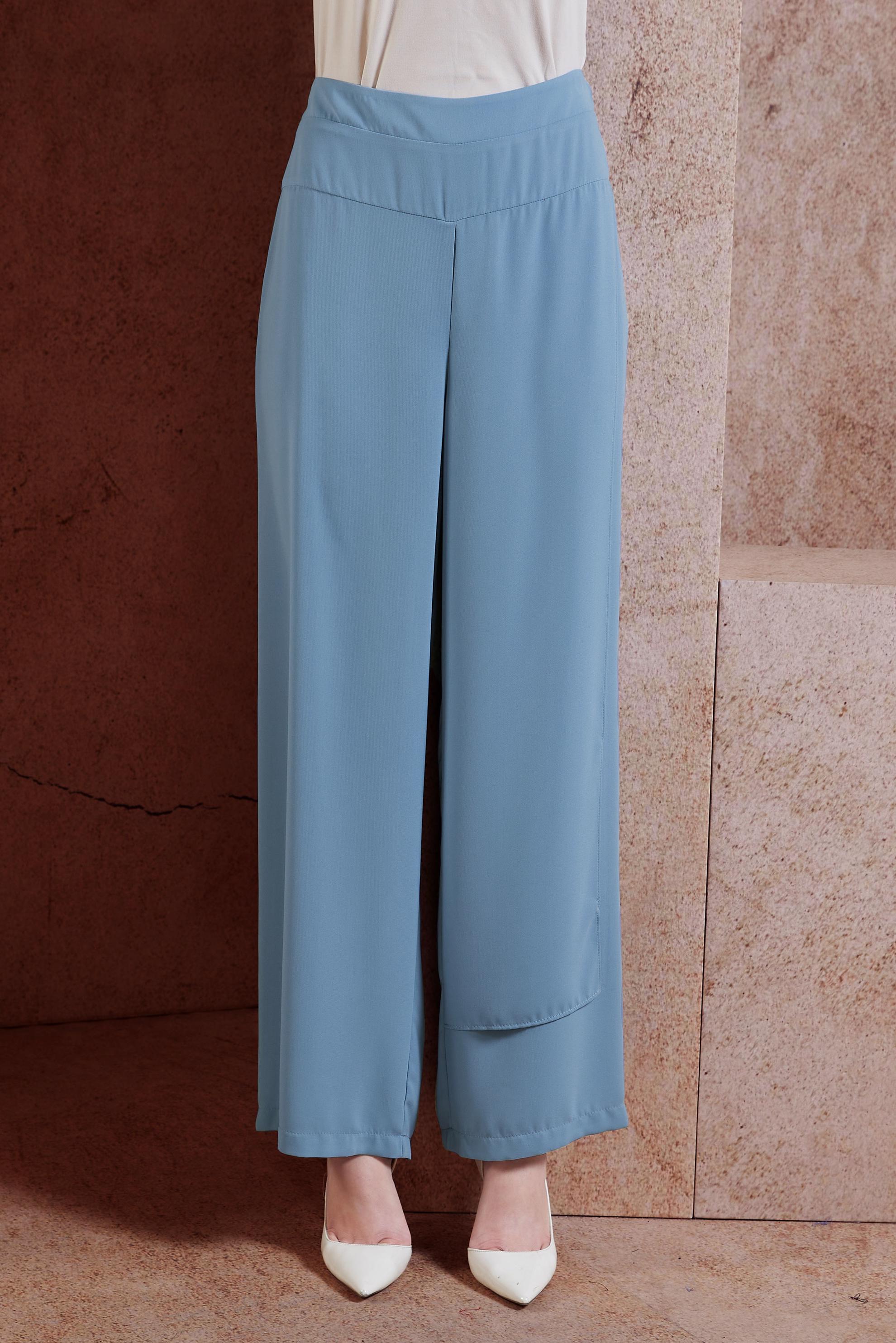 Tesettür giyim MAVİ PARÇA DETAYLI PANTOLON 70219