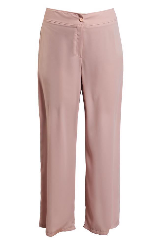Tesettür giyim PUDRA GENİŞ PAÇA BÜYÜK BEDEN PANTOLON 70222  - ALVİNA