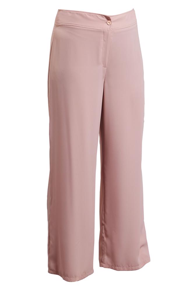 Tesettür giyim PUDRA GENİŞ PAÇA BÜYÜK BEDEN PANTOLON 70222  - ALVİNA