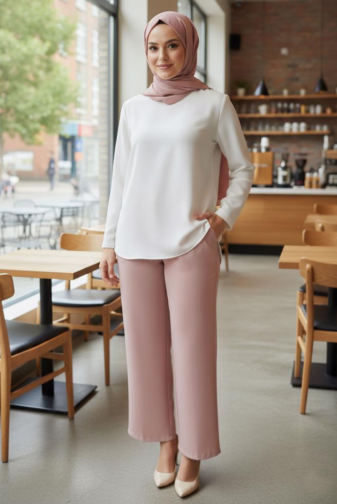 Vêtements hijab POUDRE PANTALON LARGE 70222  - ALVİNA