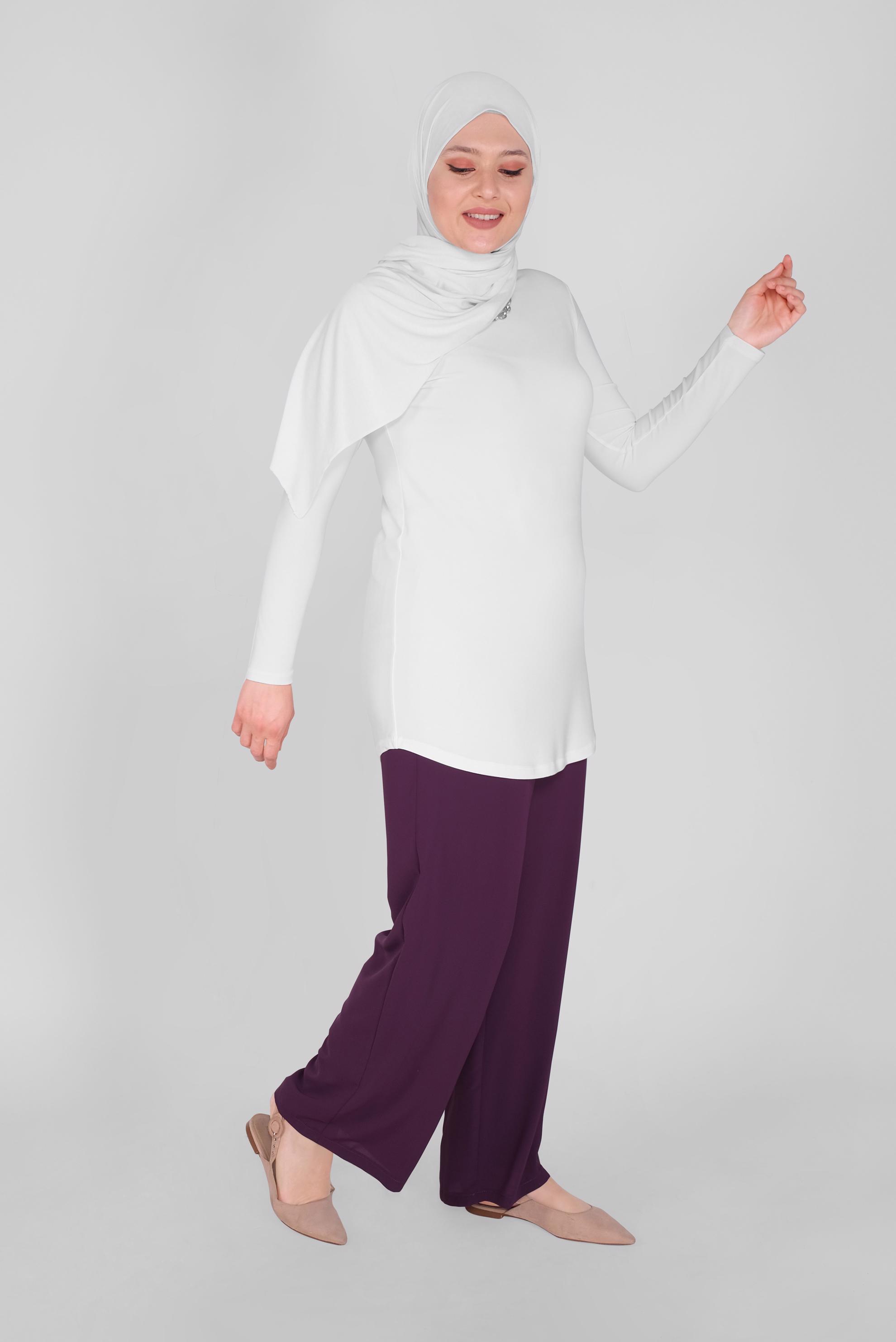 Tesettür giyim MÜRDÜM BELİ LASTİKLİ PANTOLON 70224 