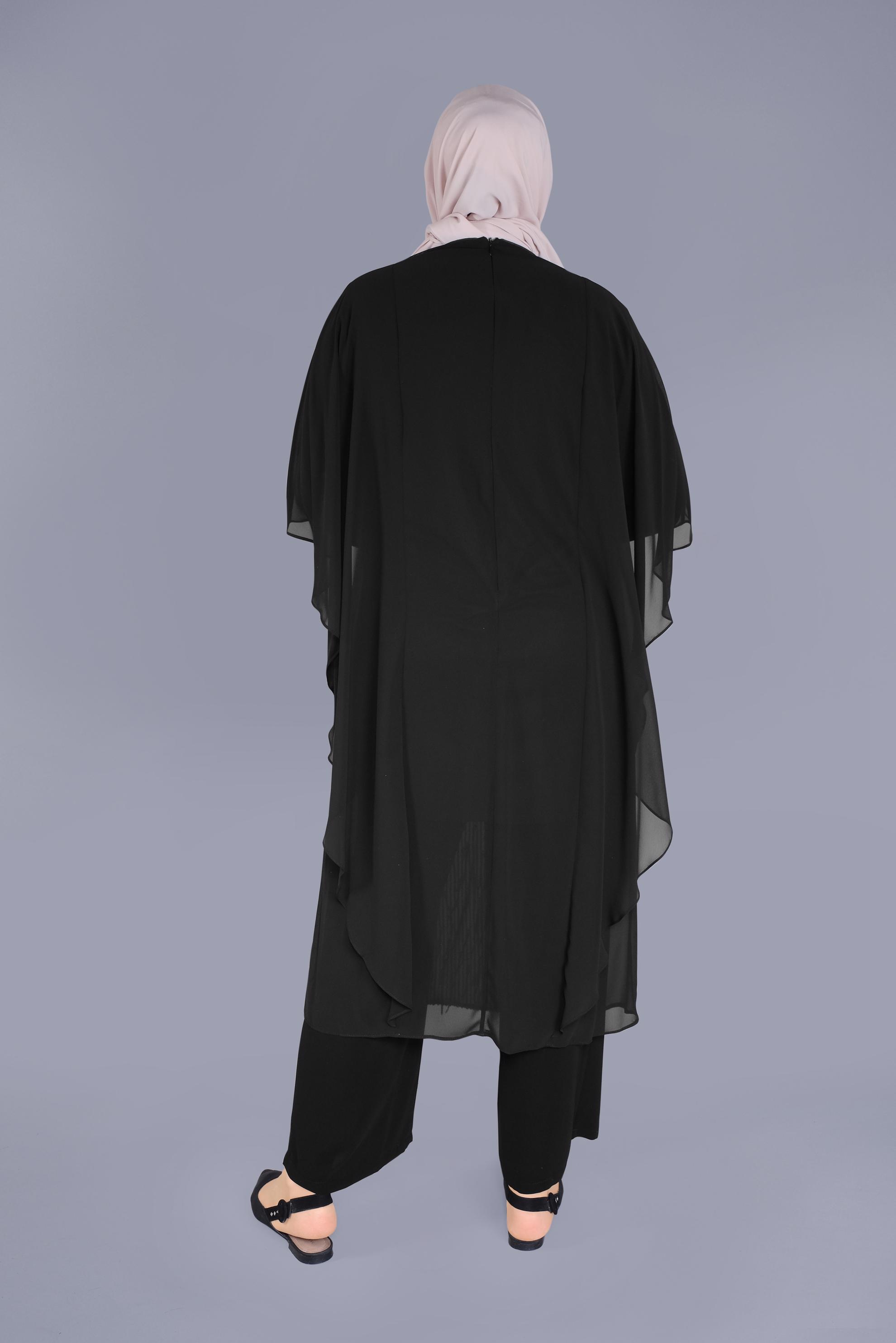 Tesettür giyim SİYAH GENİŞ PAÇA PANTOLON 70231 