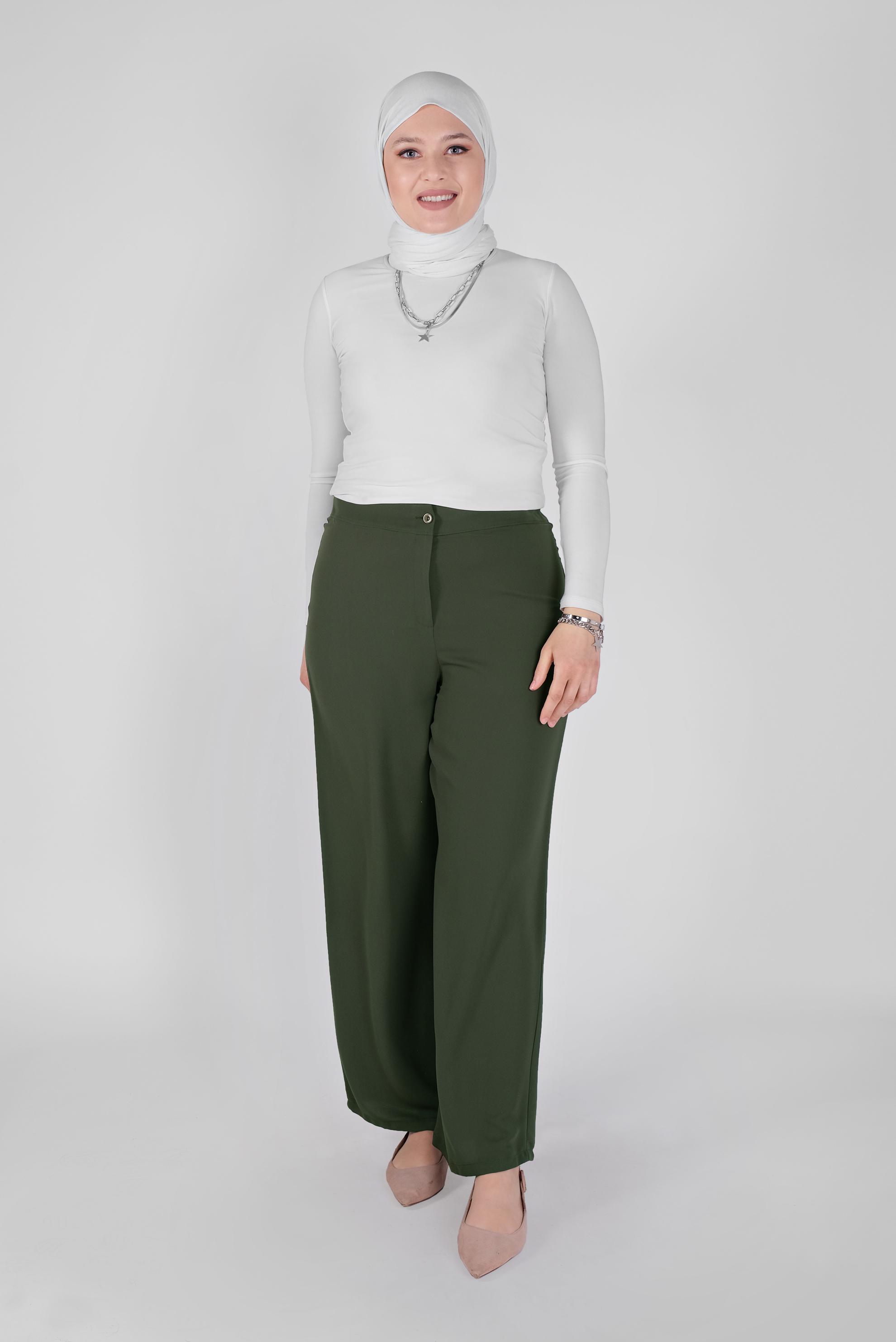 Vêtements hijab KAKI PANTALON LARGE À FERMETURE ÉCLAIR 70232