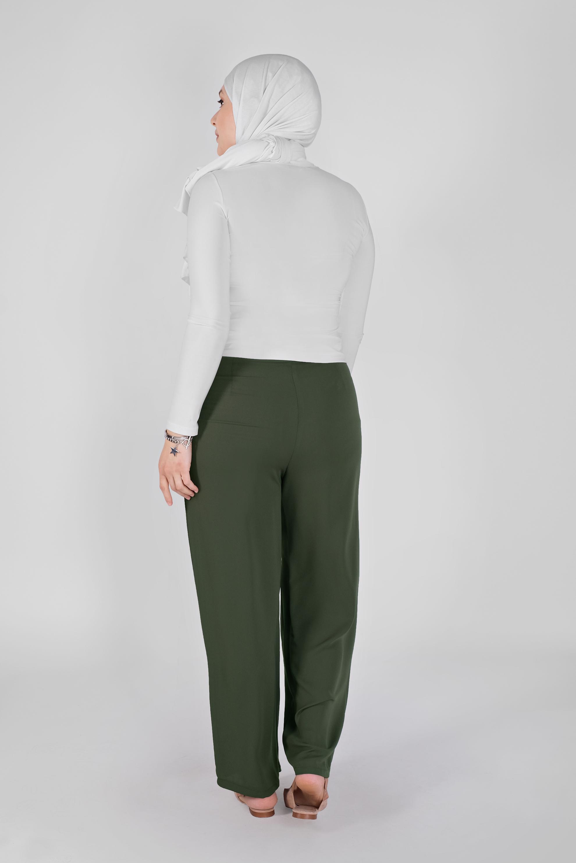 Vêtements hijab KAKI PANTALON LARGE À FERMETURE ÉCLAIR 70232