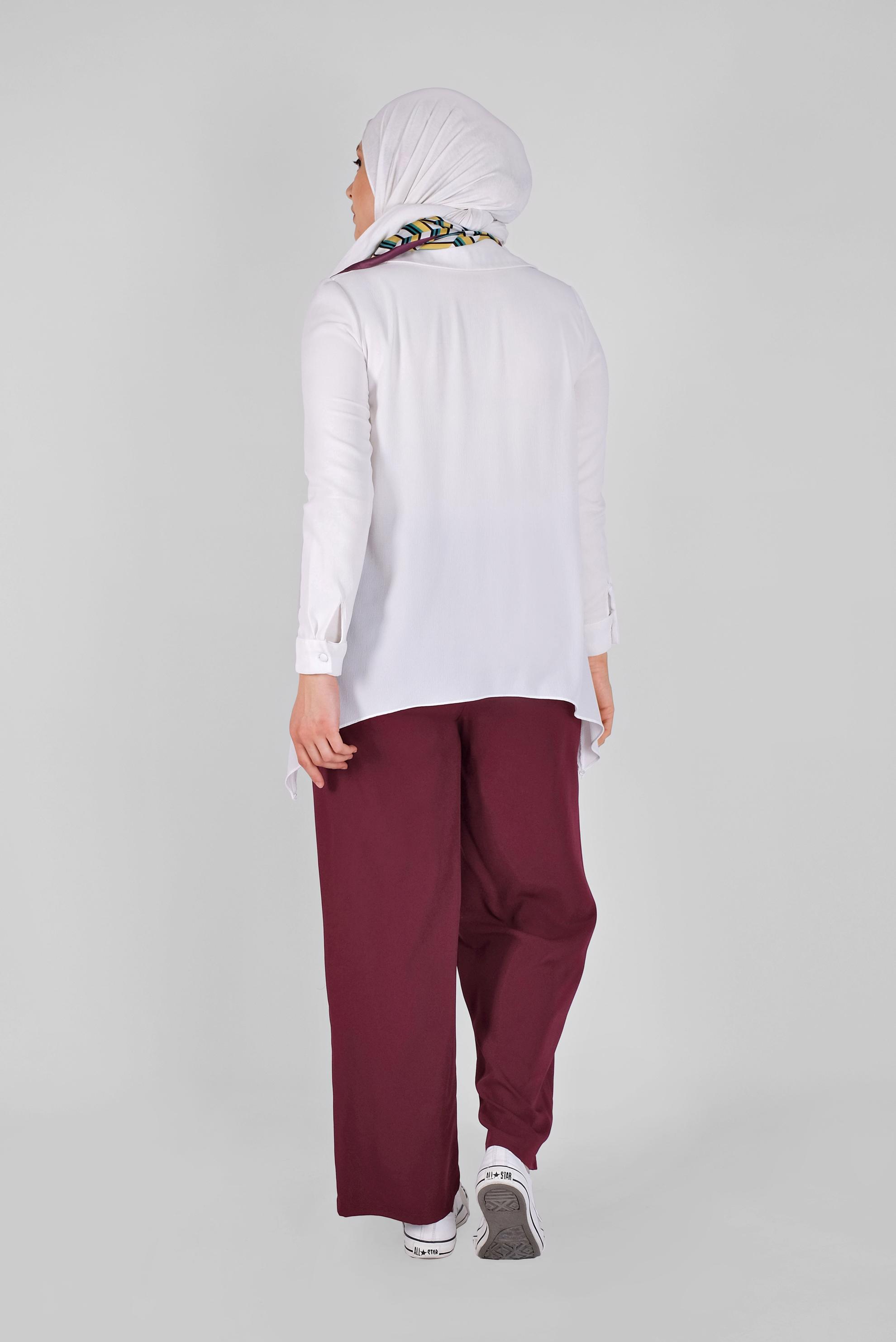 Vêtements hijab ROUGE BORDEAUX PANTALON LARGE À FERMETURE ÉCLAIR 70232