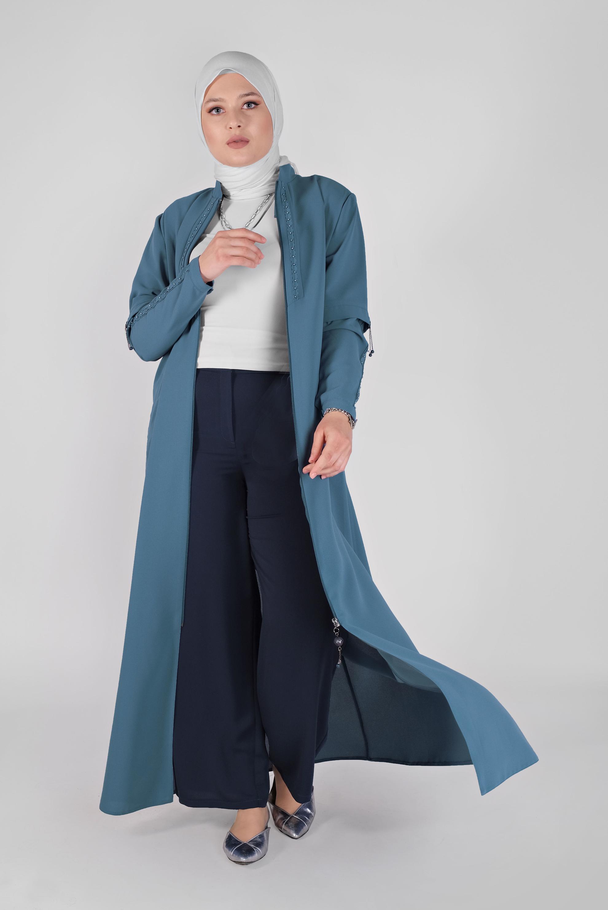 Vêtements hijab BLEU MARINE PANTALON LARGE À FERMETURE ÉCLAIR 70232