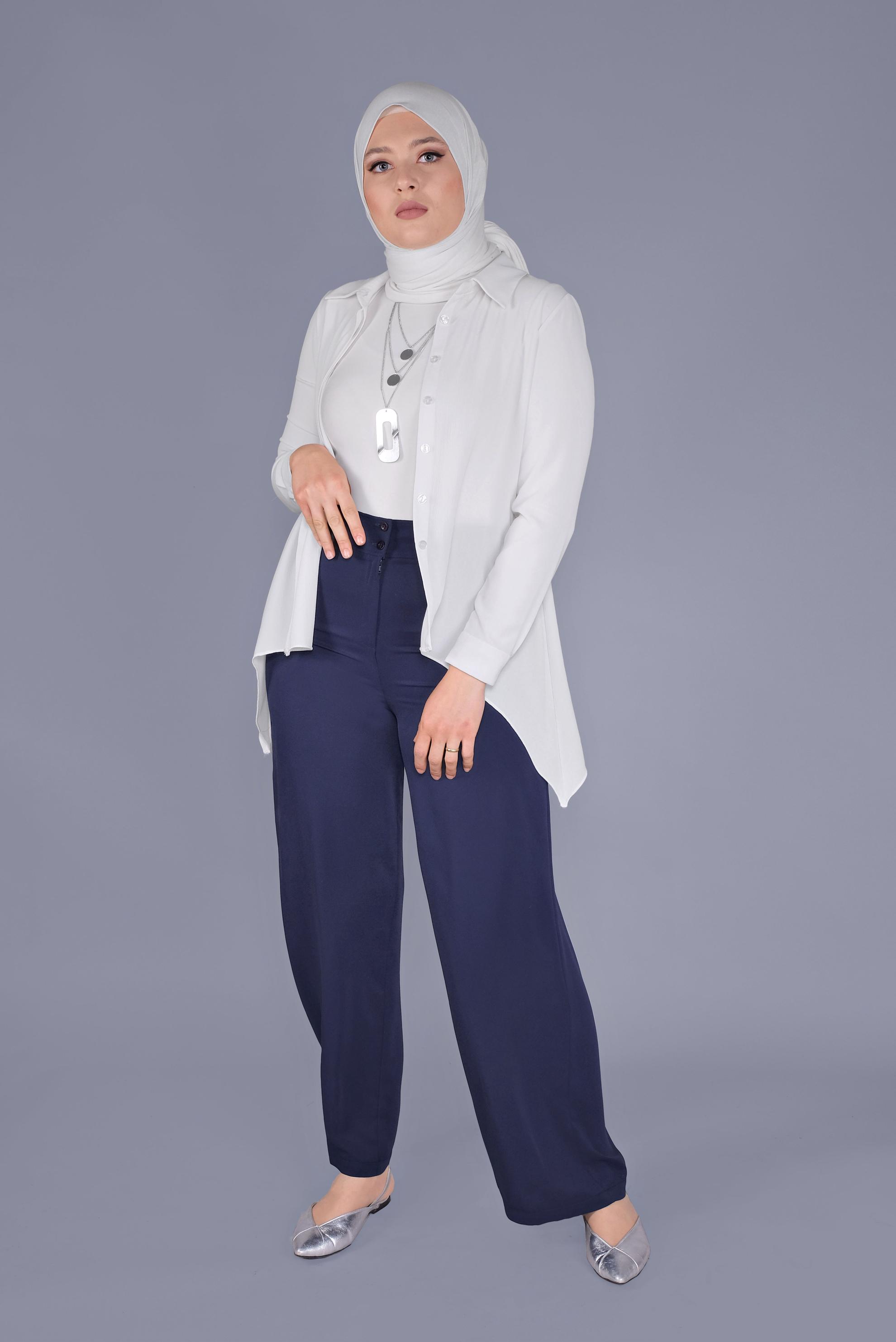Tesettür giyim LACİVERT FERMUAR DETAYLI PANTOLON 70239 