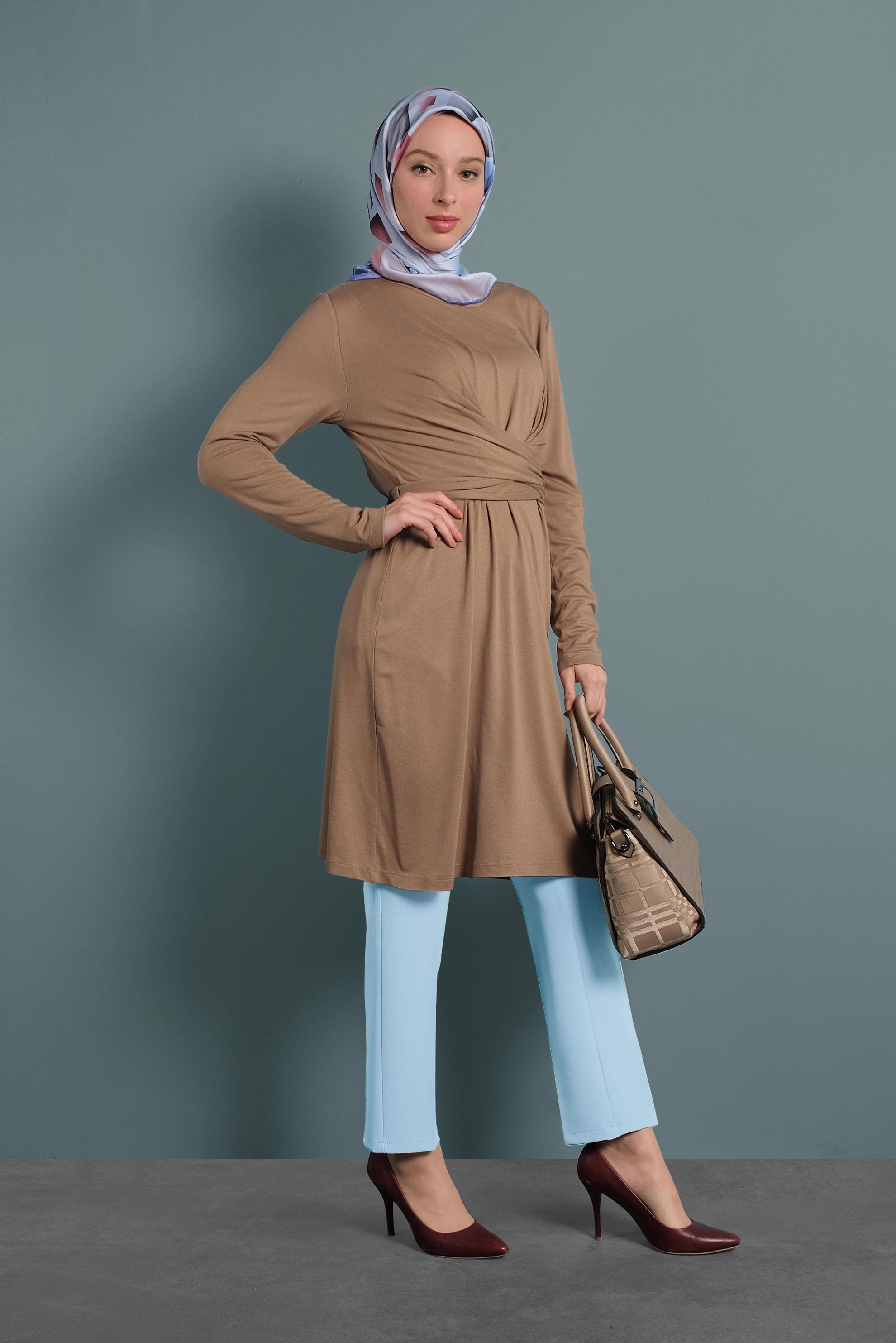 Tesettür giyim MAVİ KLASİK KUMAŞ PANTOLON 7502