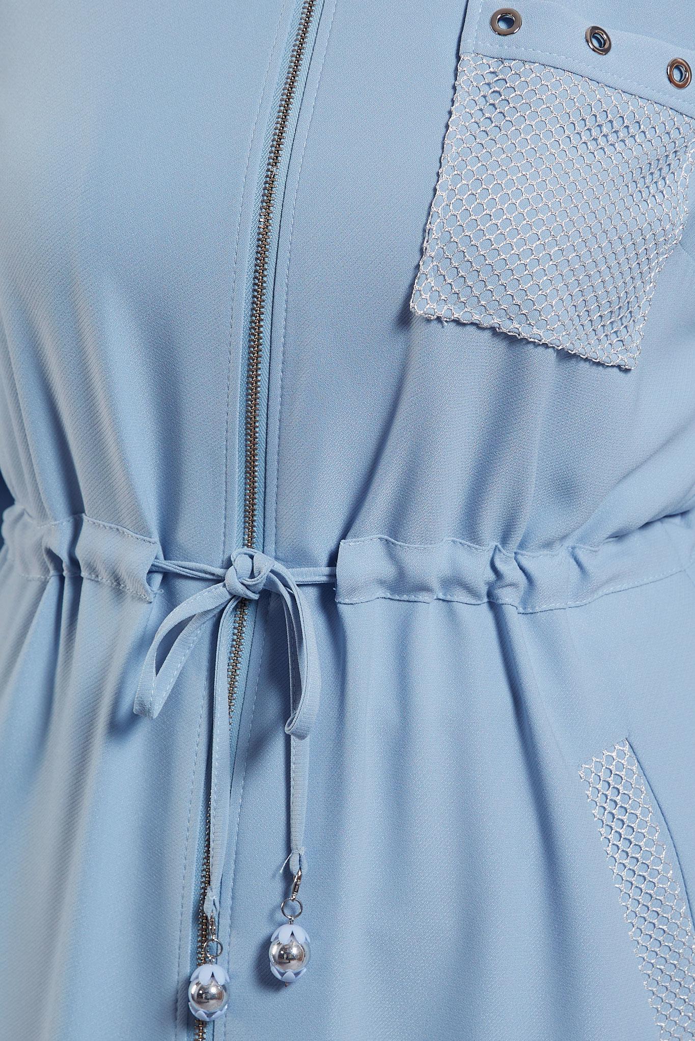 Vêtements hijab BLEU PARDESSU TAILLE-BOULLIONNÉE AVEC FERMETURE 10161