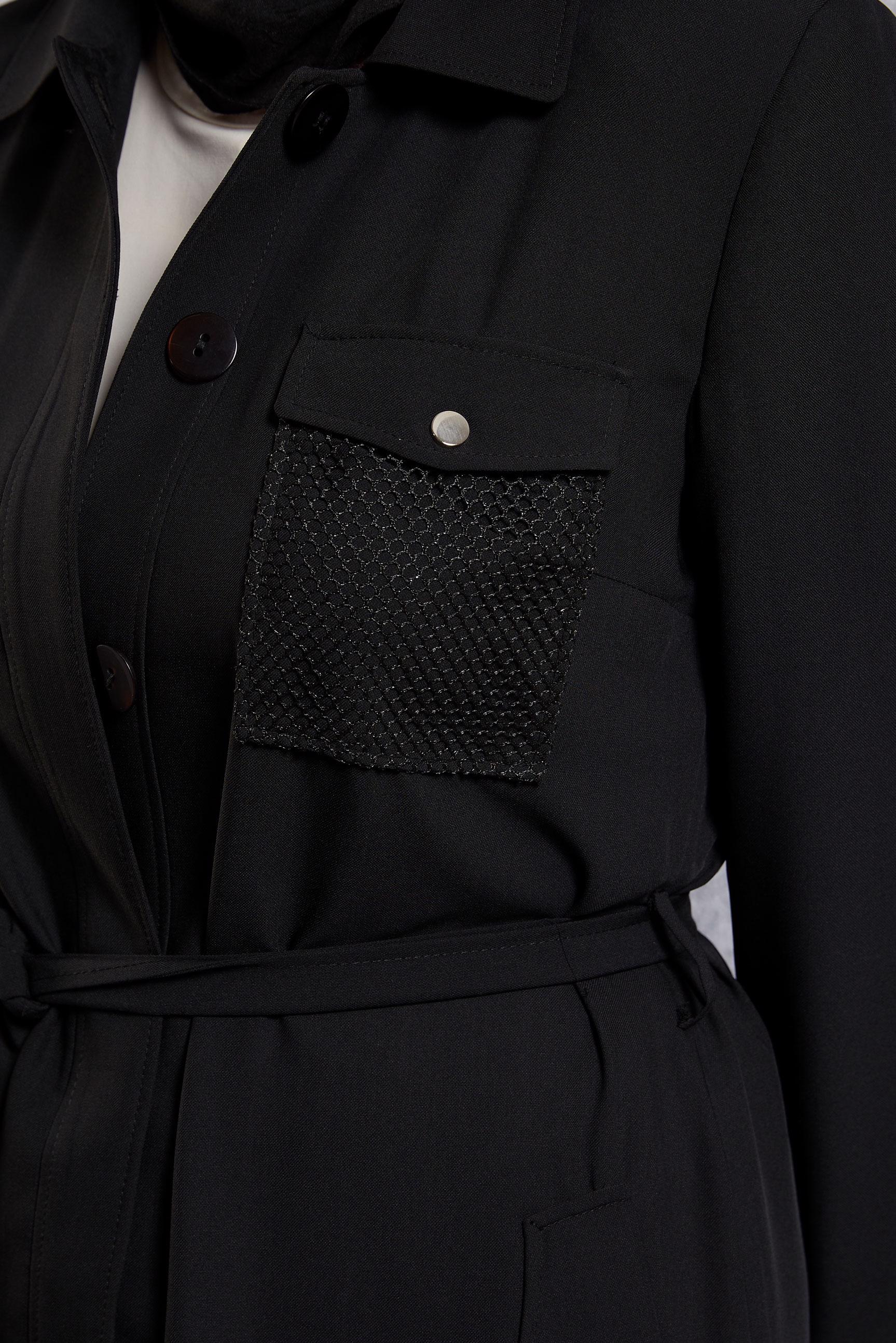 Tesettür giyim SİYAH FİLE DETAYLI DÜĞMELİ PARDESÜ 10162