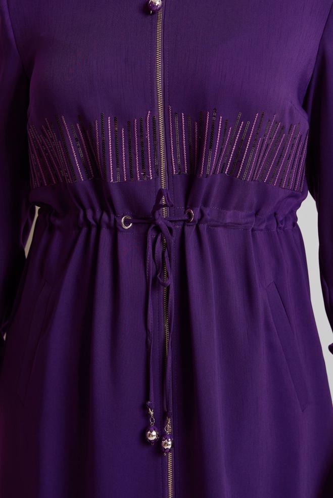 Vêtements hijab POURPRE PARDESSUS TAILLE SMOCKÉE 10167 - ALVİNA