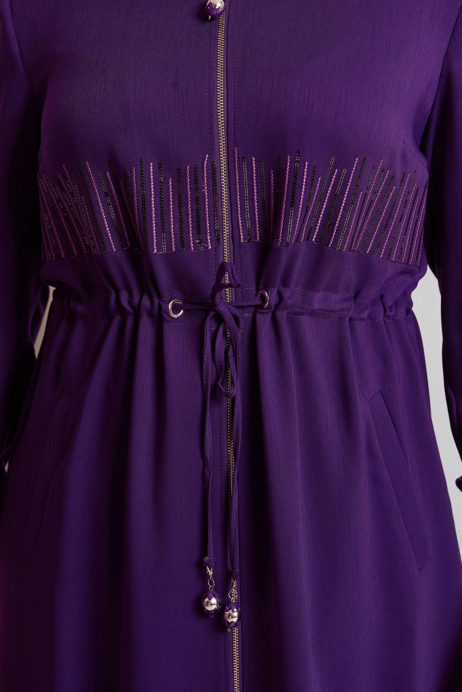 Hijab clothing PURPLE SMOCKING WAIST TOPCOAT 10167