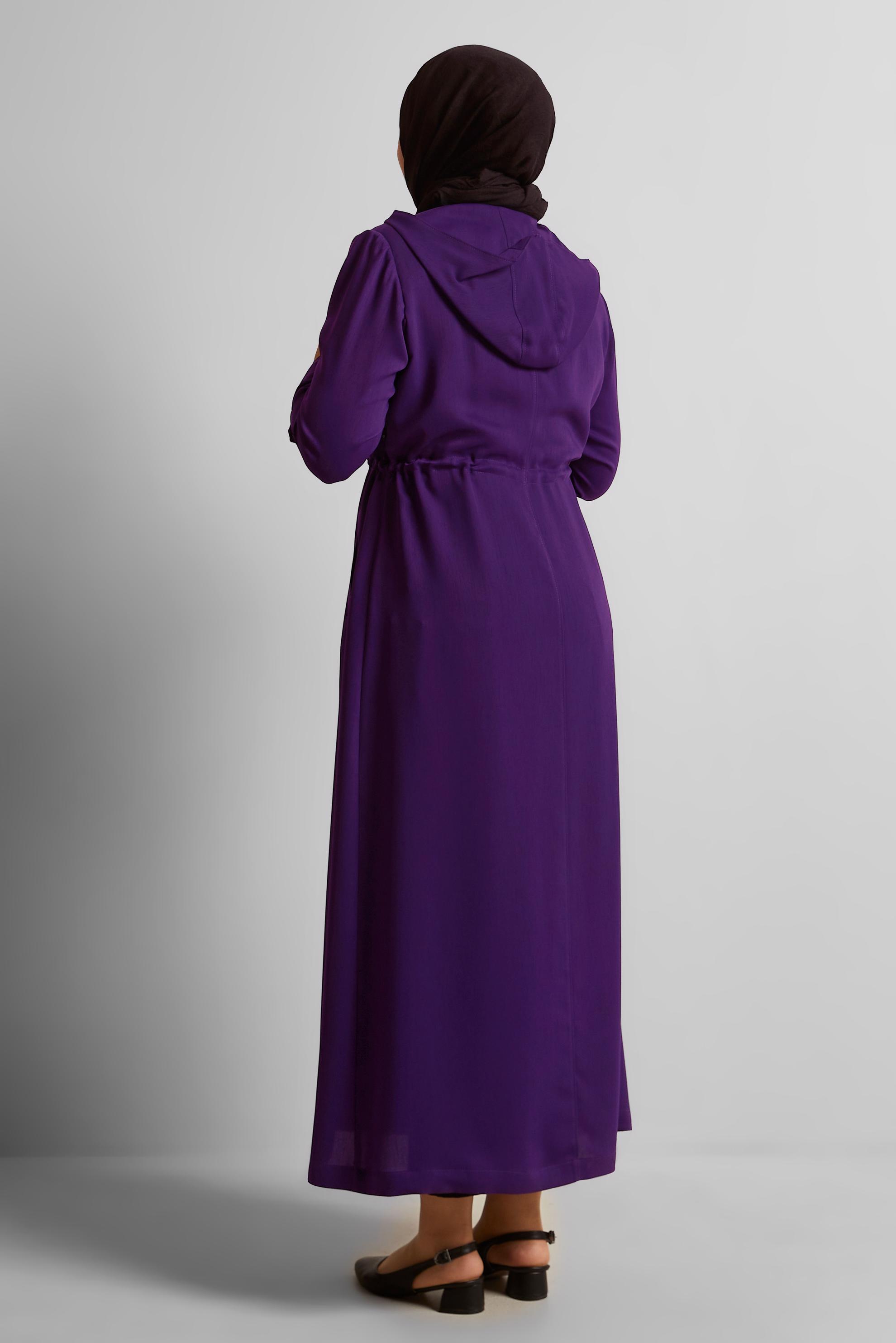 Hijab clothing PURPLE SMOCKING WAIST TOPCOAT 10167