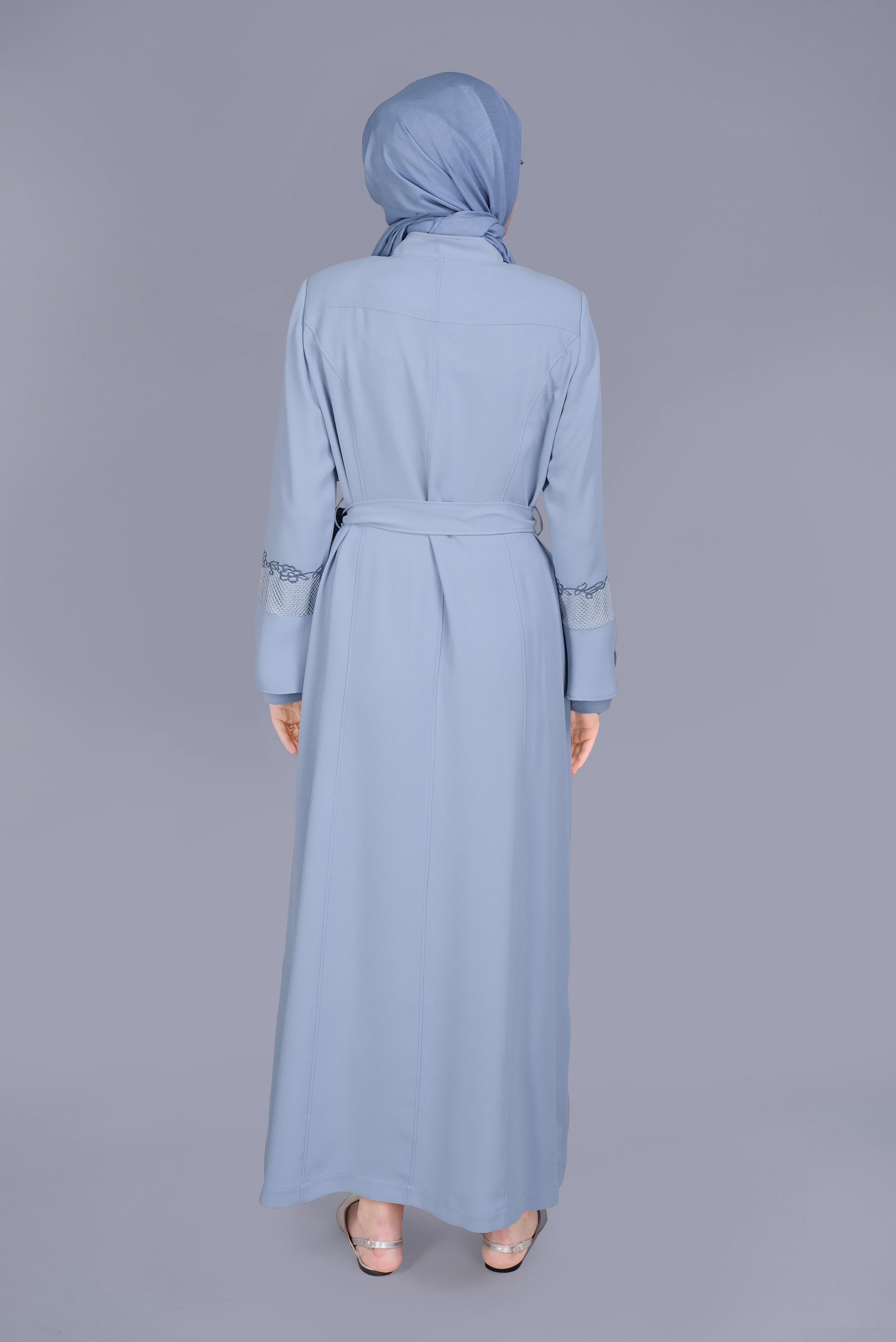 Vêtements hijab BLEU COUCHE DE FINITION DÉTAILLÉE DE BRODERIE 10199 