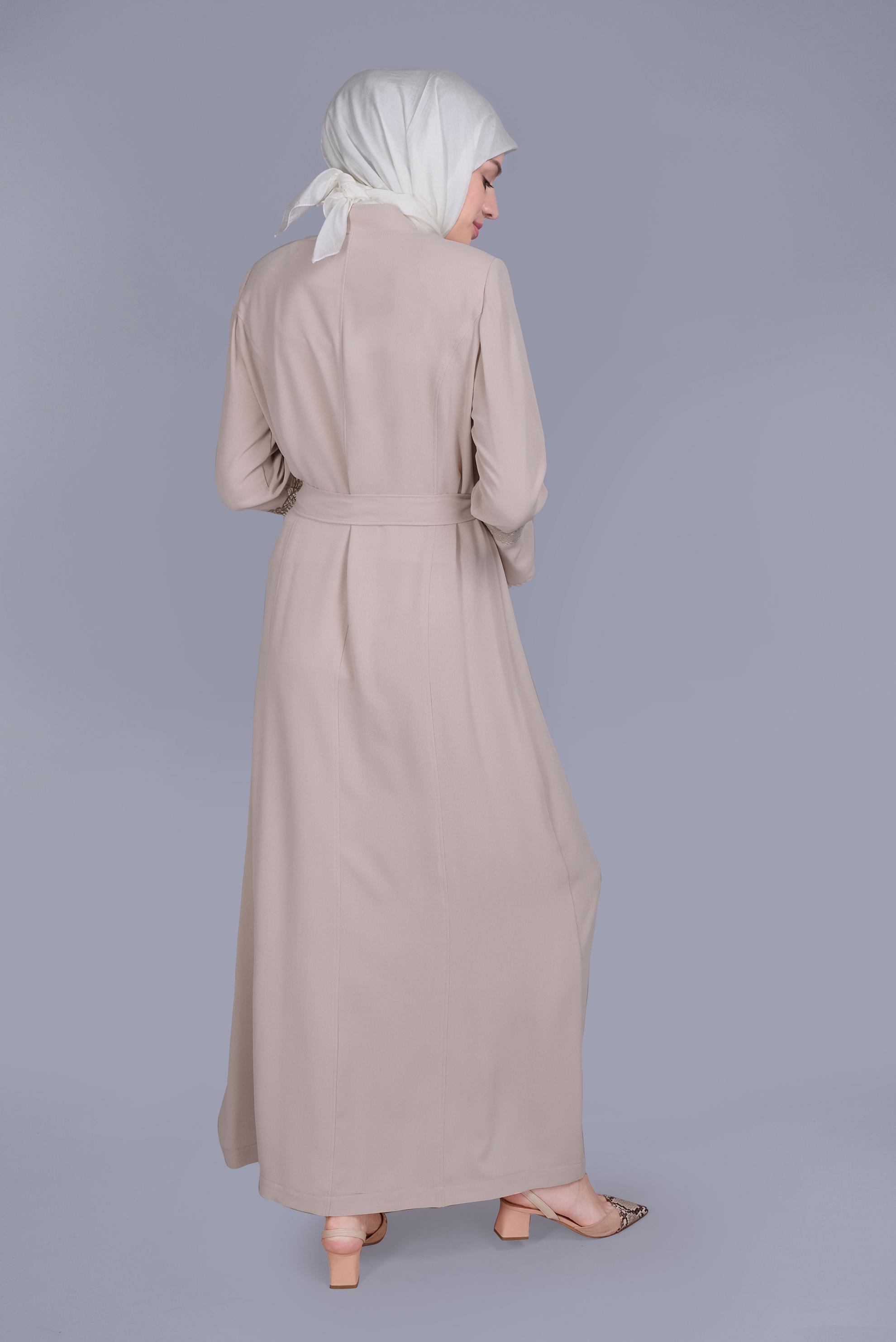 Vêtements hijab BEIGE COUCHE DE FINITION DÉTAILLÉE DE BRODERIE 10199 